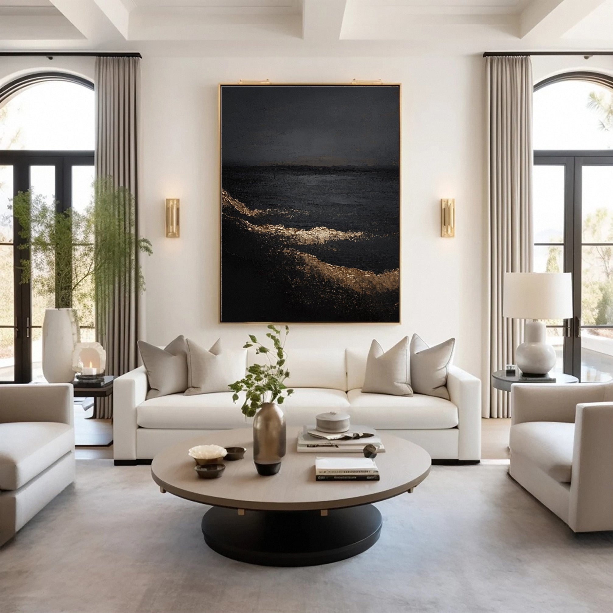 Monochrome Elegance Textured Black Abstract Wall Art #BM 131