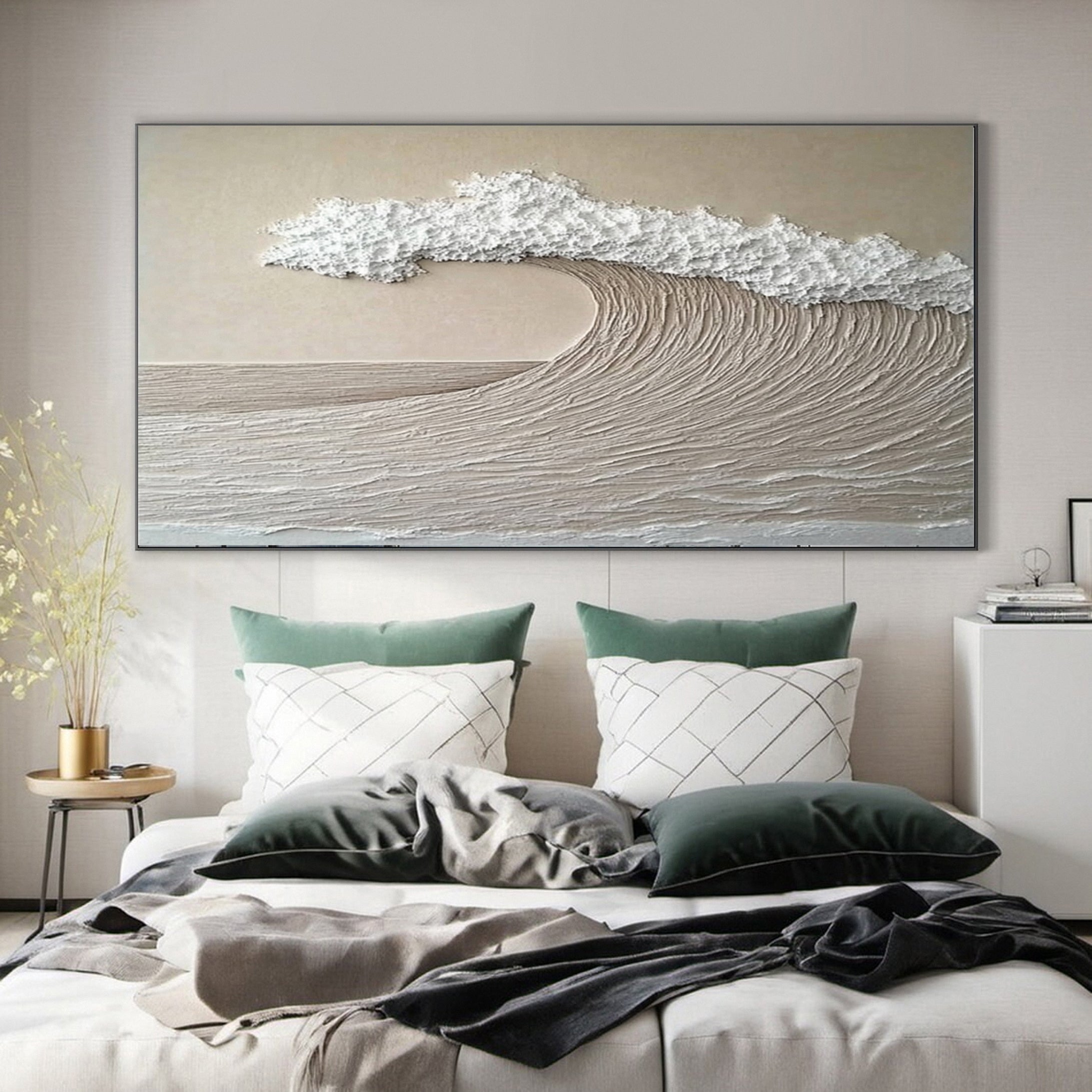 Large Abstract Seascape Canvas Textured Waves for Elegant Interiors #OP 032