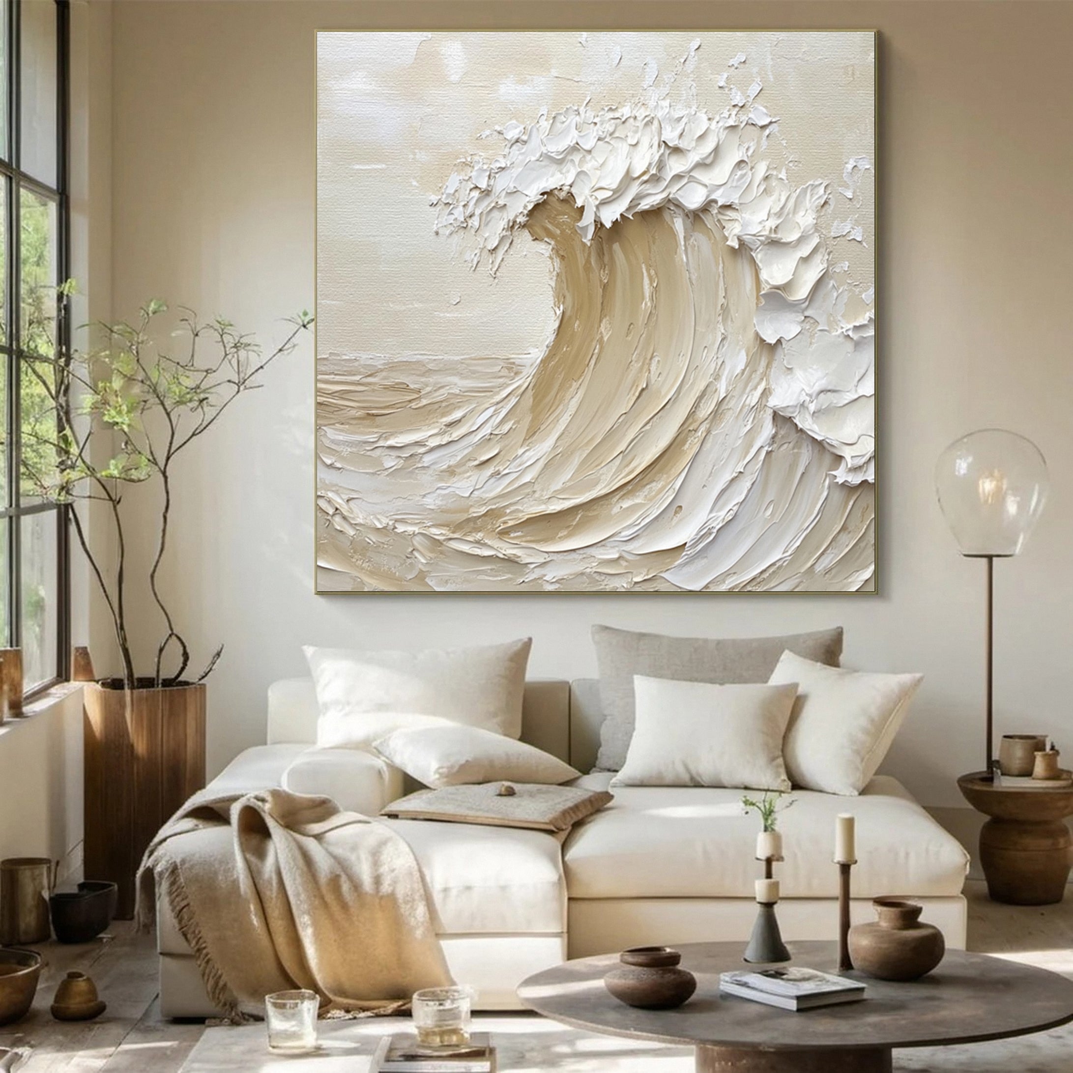Luxury Ocean Wave Art with 3D Textured Finish for Upscale Homes #OP 037