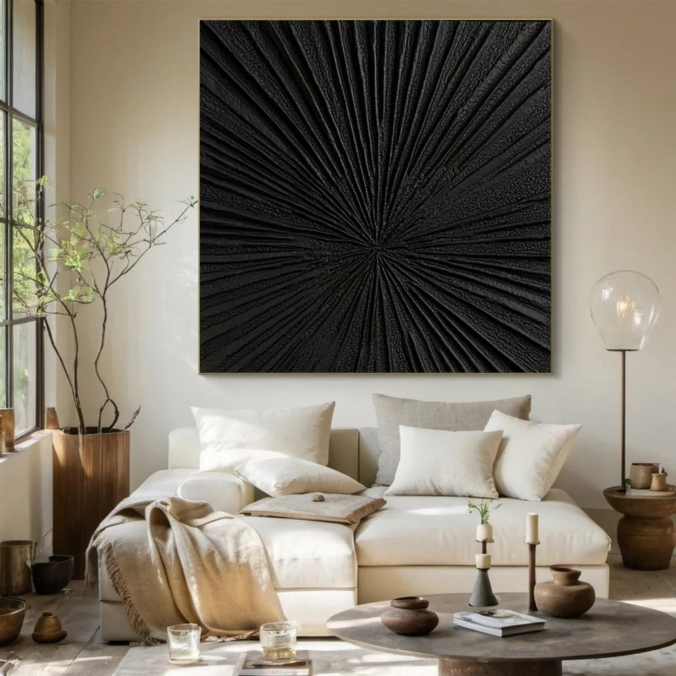 Monochrome Elegance Textured Black Abstract Wall Art #BM 123