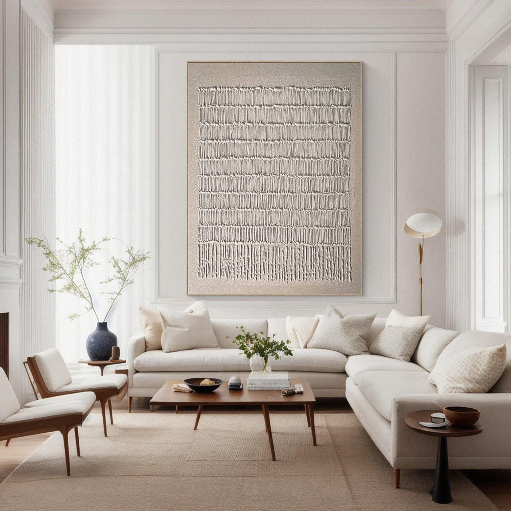Contemporary Neutral Painting with Repeated Vertical Impasto #BGA 307