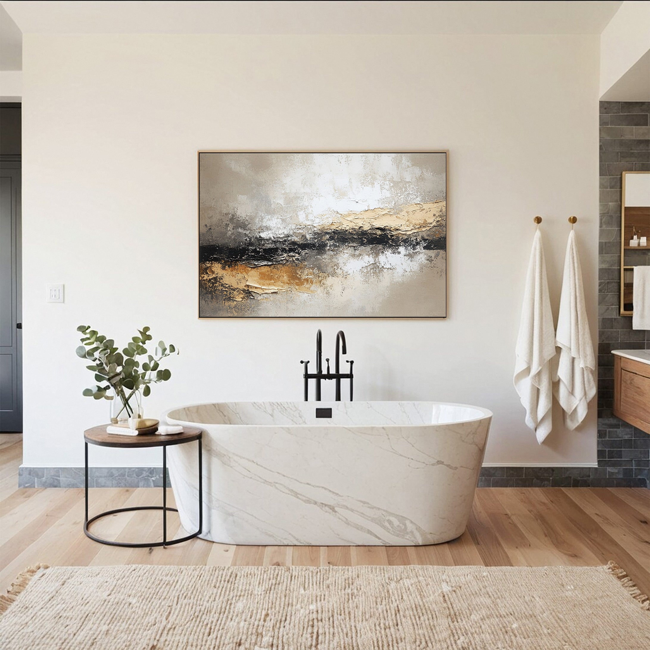 Tranquil Layers Abstract Art with Earthy Tones #BBA 091