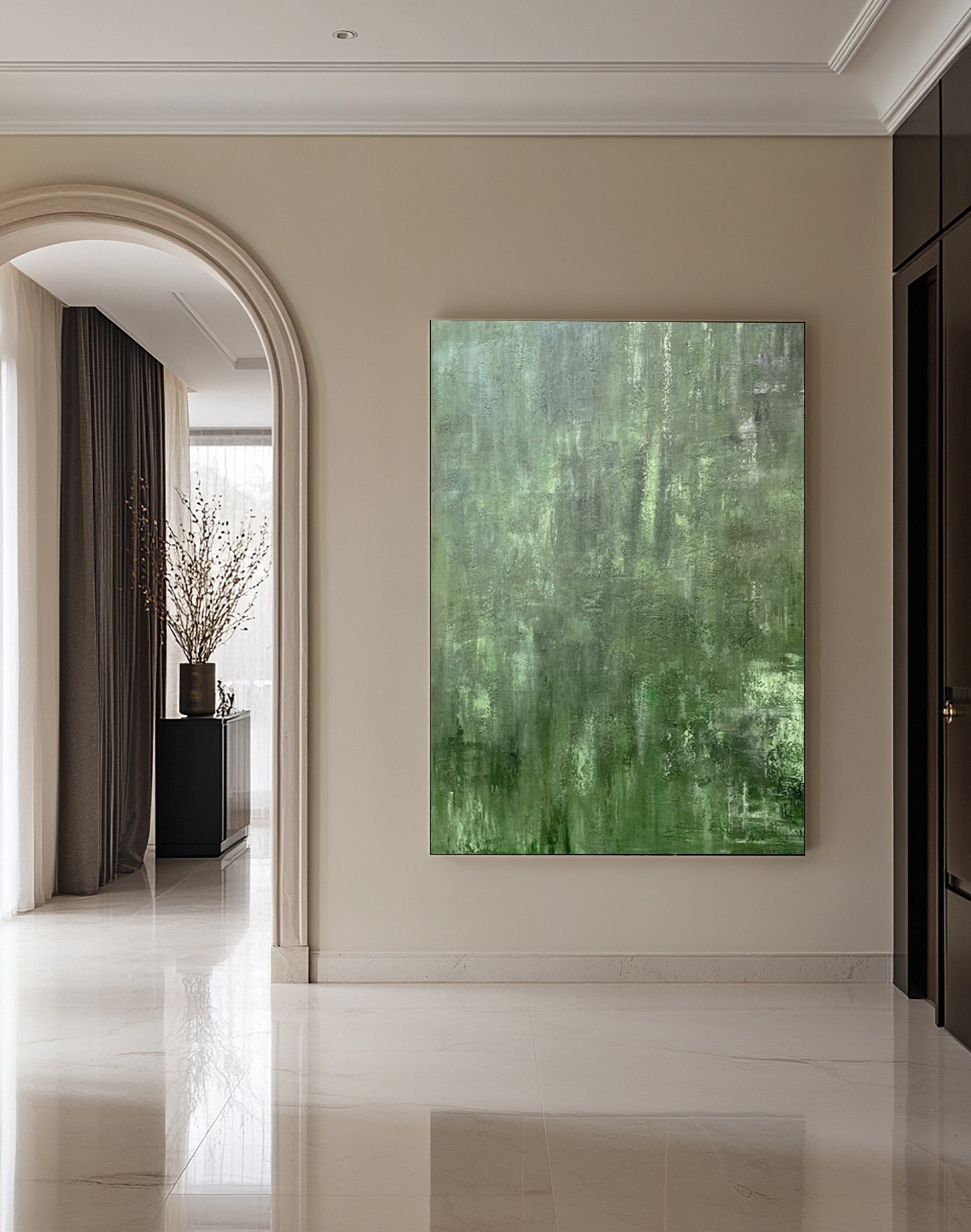 Contemporary Green Abstract with Visible Brushstrokes #BGA 300