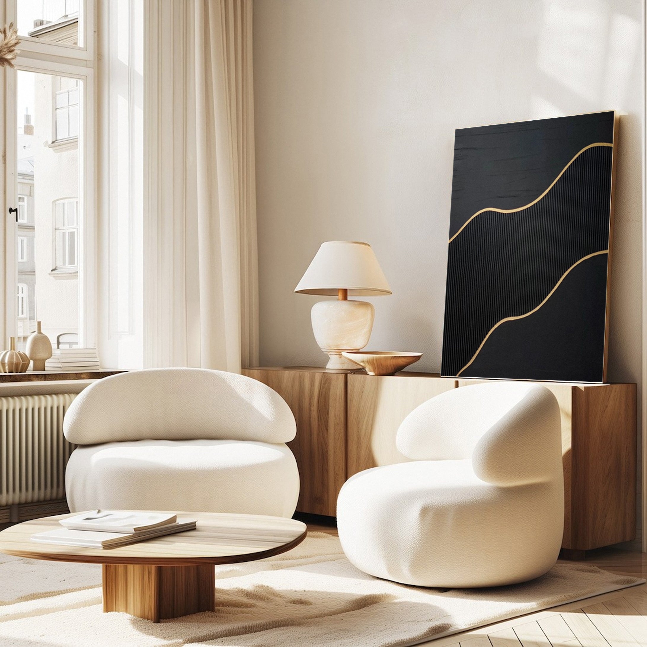 Luxury Textured Wall Art in Black and Gold for Upscale Interior Design #BM 113