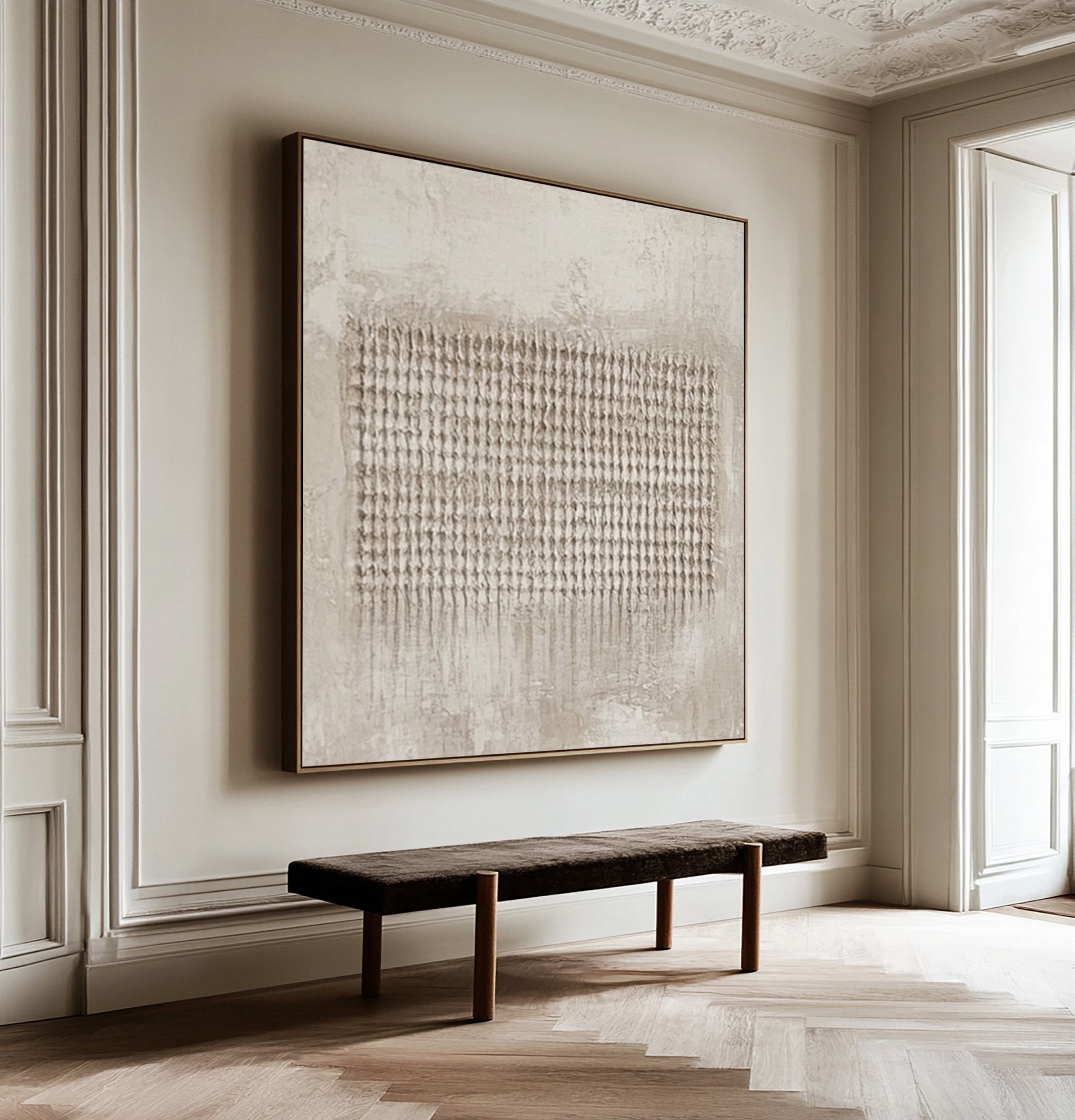 Wabi Sabi Neutral Painting with Repeated Tactile Lines #BGA 313