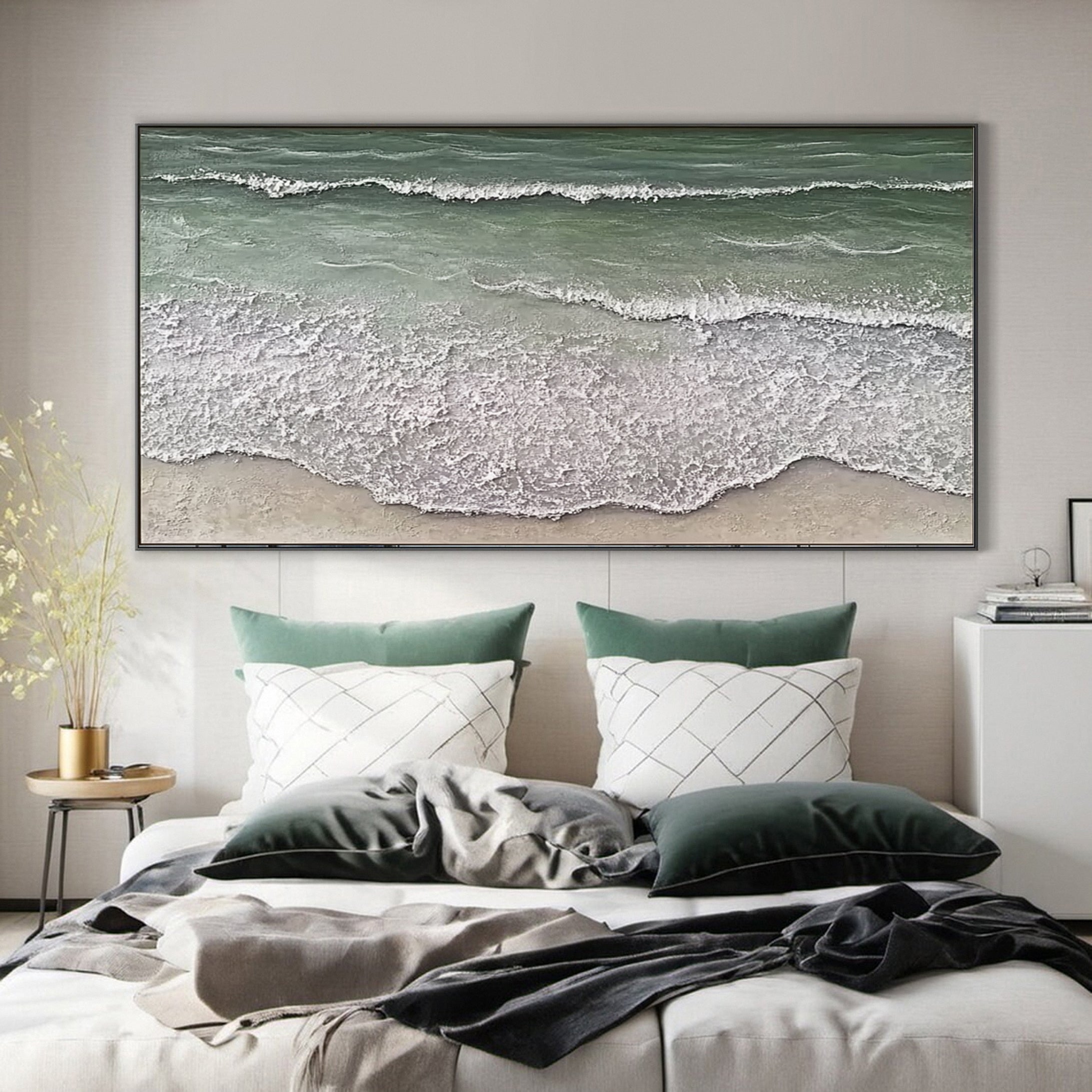 Large Abstract Seascape Canvas Textured Waves for Elegant Interiors #OP 018