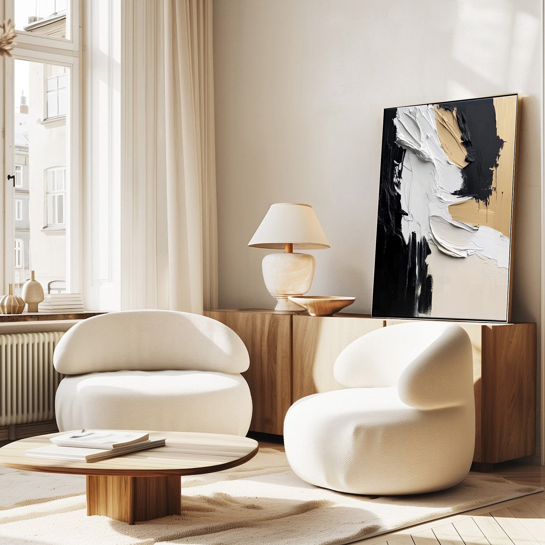 Modern Art Canvas Bold Textures and Metallic Gold Accents #BBM 063