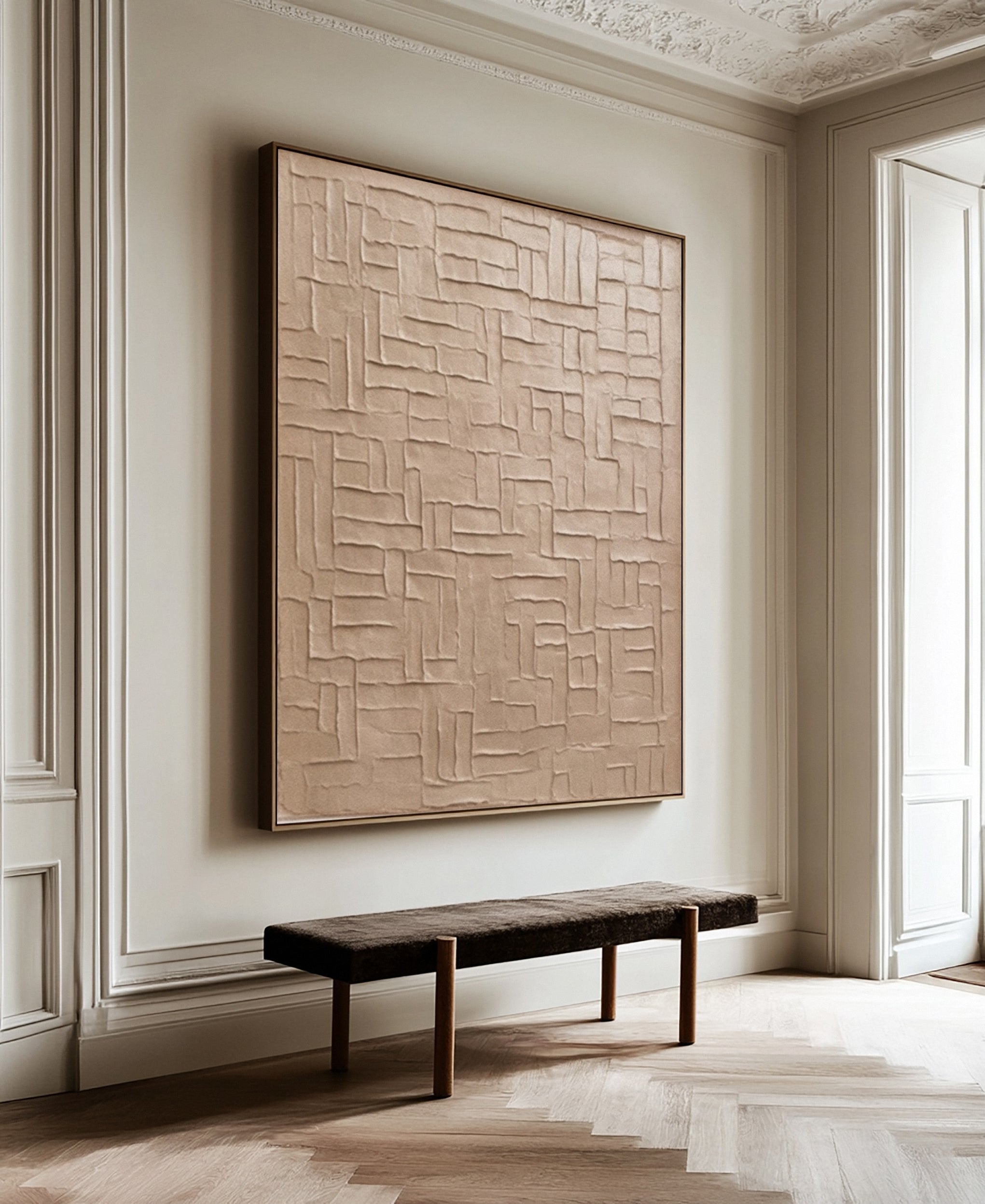 Modern Abstract Canvas with Textured Interlocking Forms #BGA 308