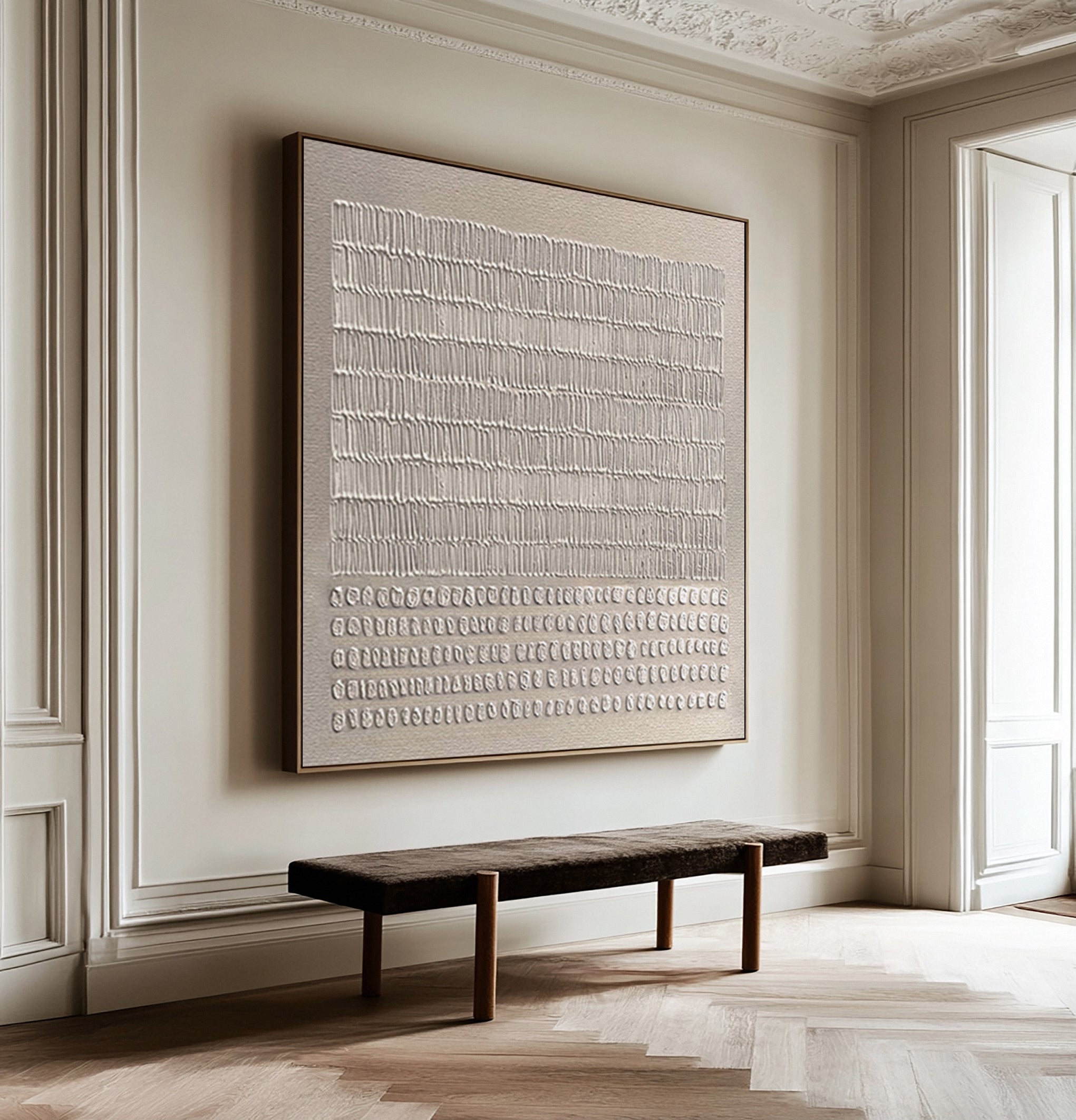 Minimalist Neutral Canvas with Repeated Abstract Symbols #BGA 306