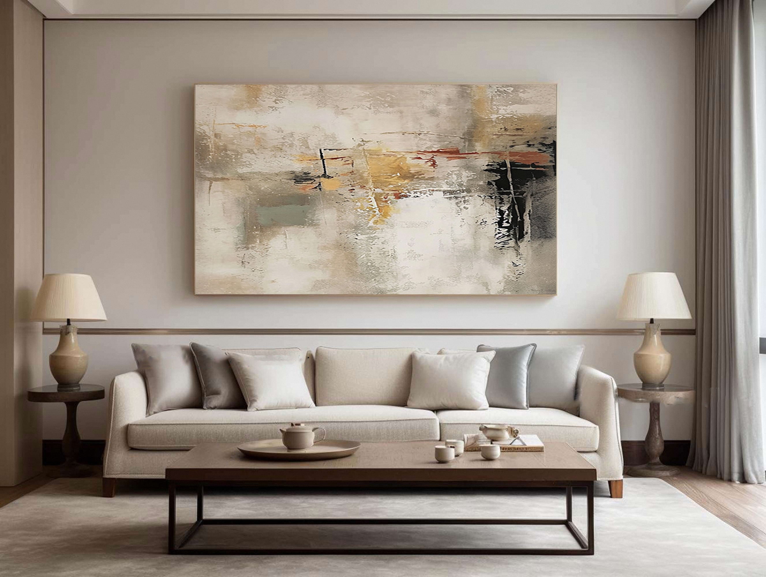Large Neutral Painting with Texture and Imperfect Forms #BGA 302