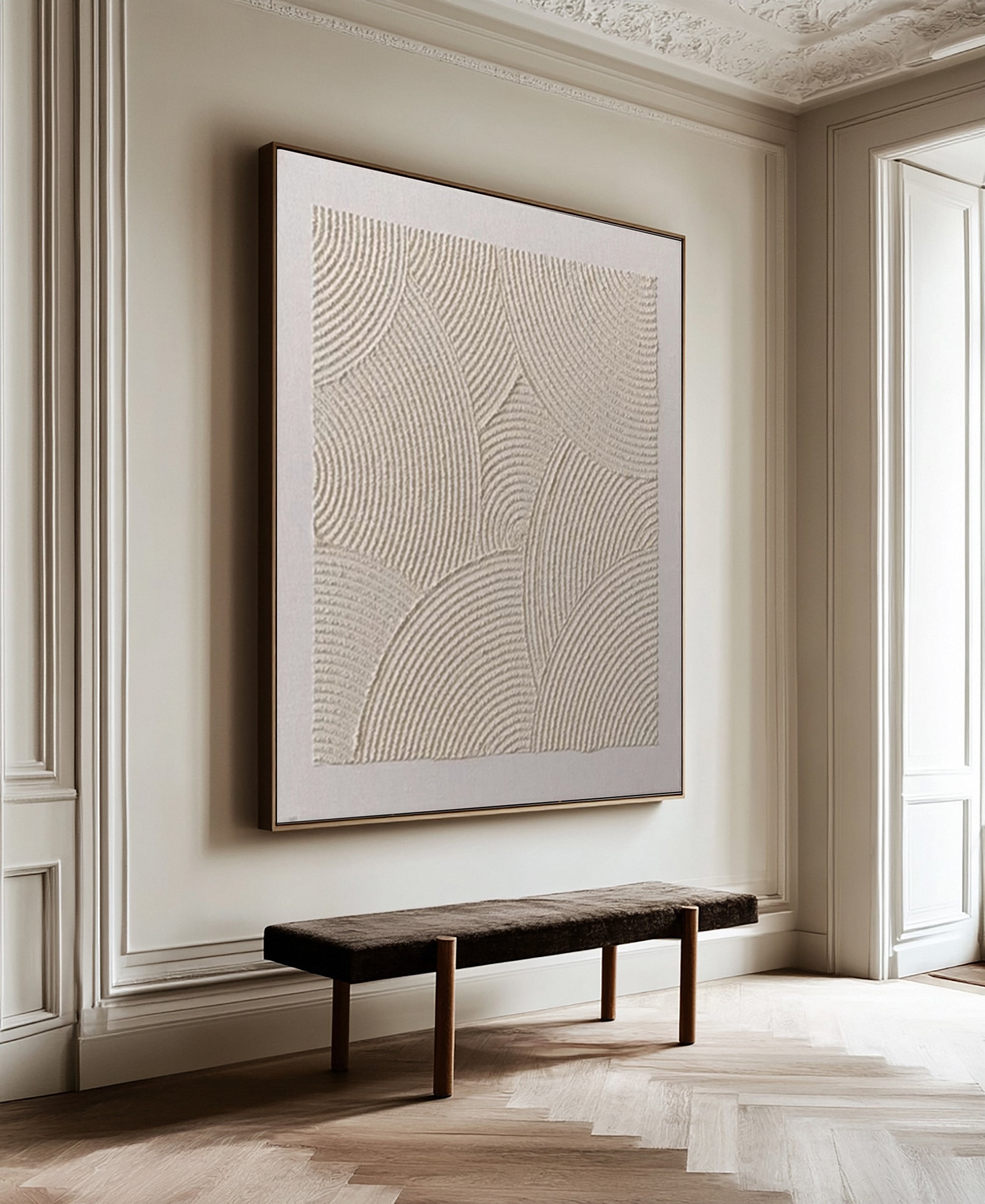 Minimalist Neutral Art with Textured Emanating Curves #BGA 315
