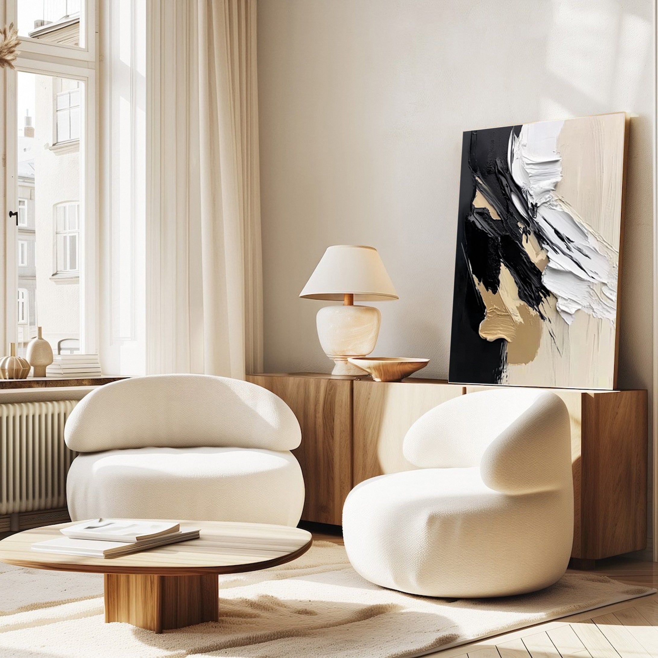 Modern Art Canvas Bold Textures and Metallic Gold Accents #BBM 062
