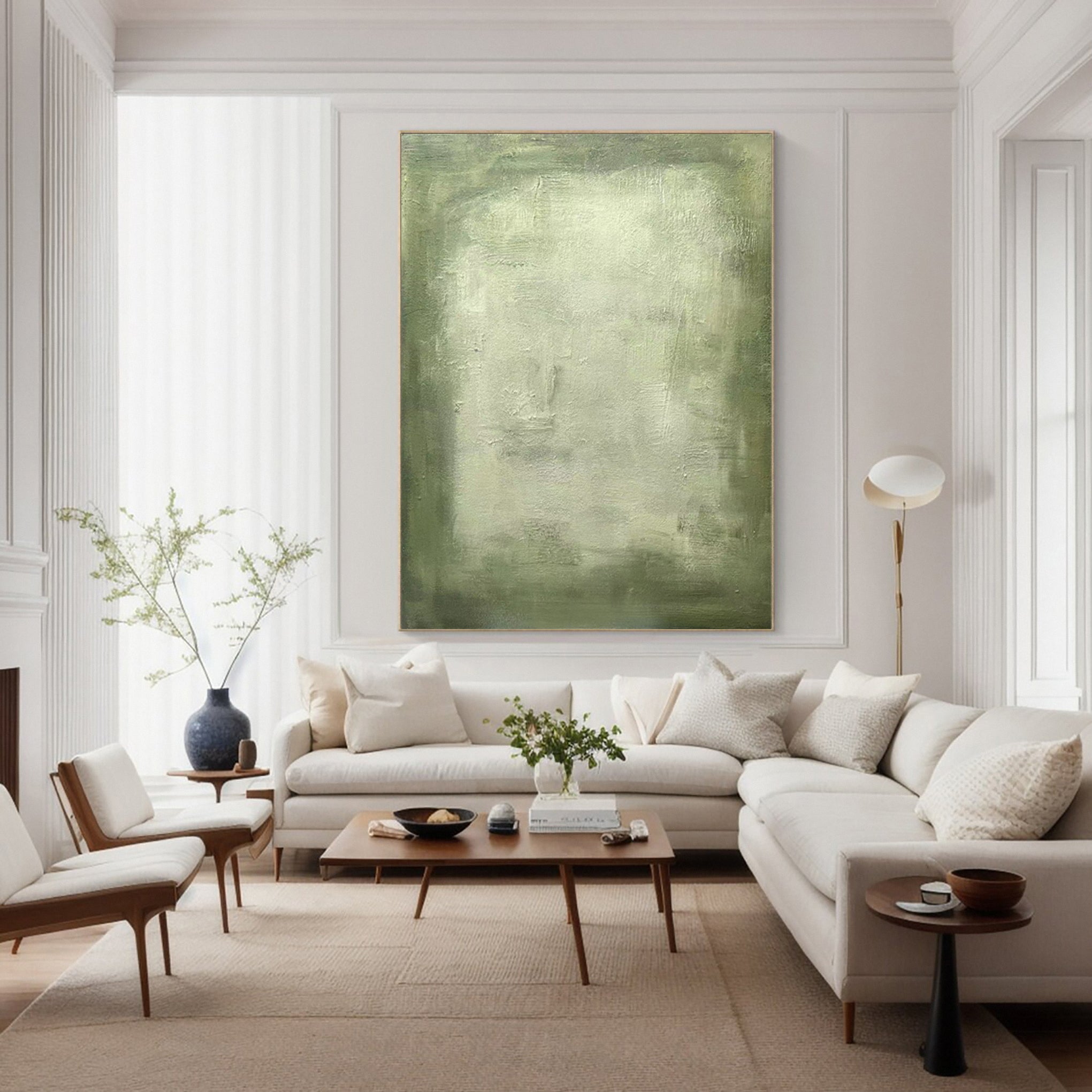 Modern Green Art with Organic Texture and Soft Color Blends #BGA 345