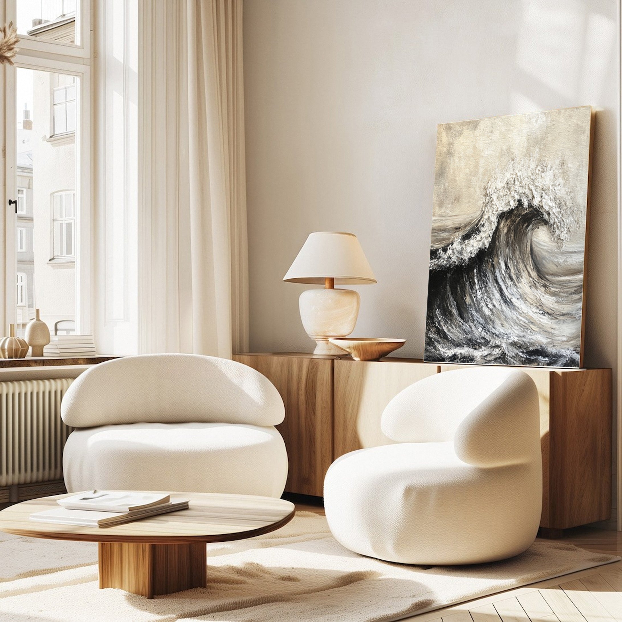 Luxury Ocean Wave Art with 3D Textured Finish for Upscale Homes #OP 038