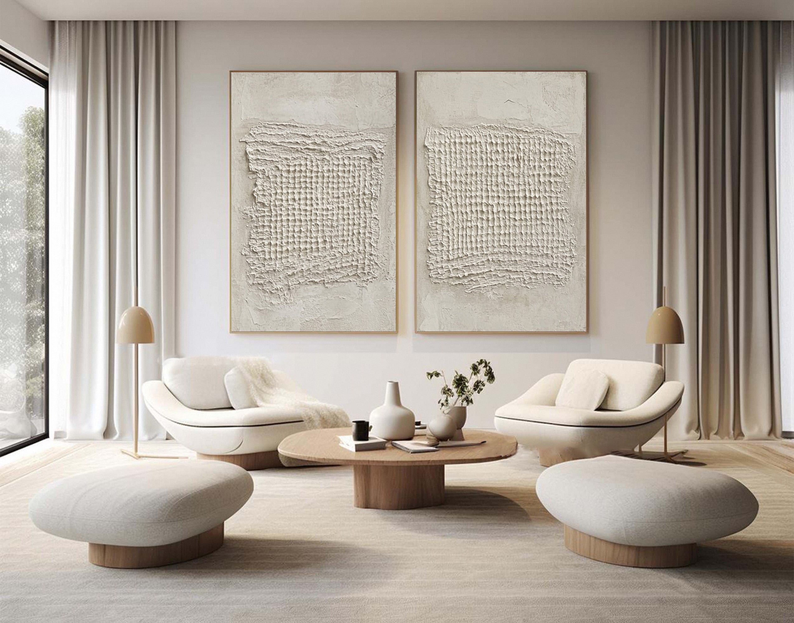 Contemporary Neutral Painting with Tactile Woven Centers #BGA 322