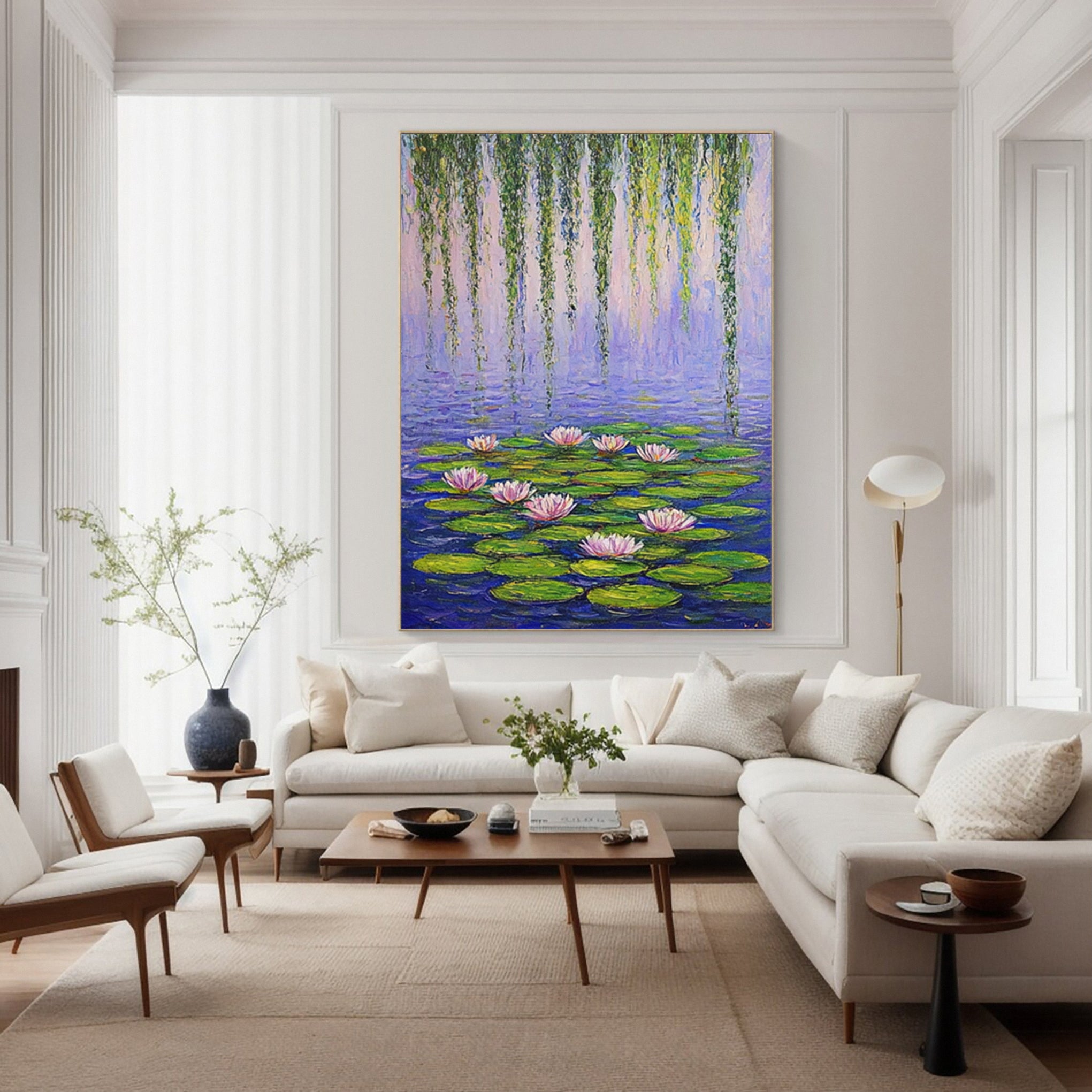 Modern Painting Recalling Monet's Tranquil Water Lily Scenes #BGA 364
