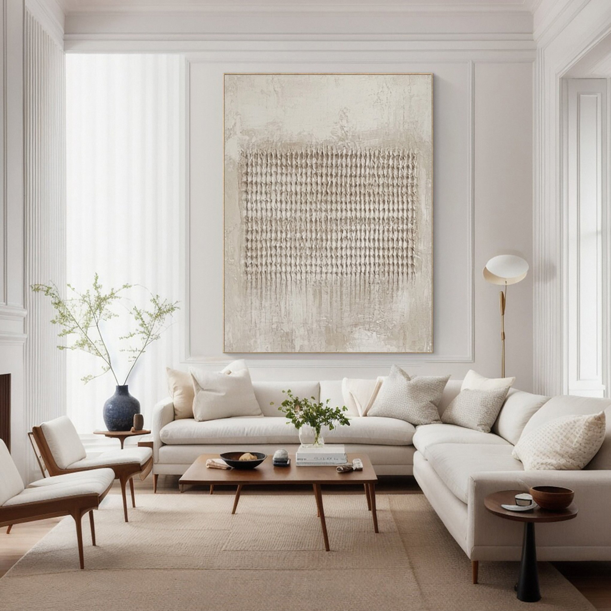 Contemporary Neutral Painting with Organic Vertical Pattern #BGA 323