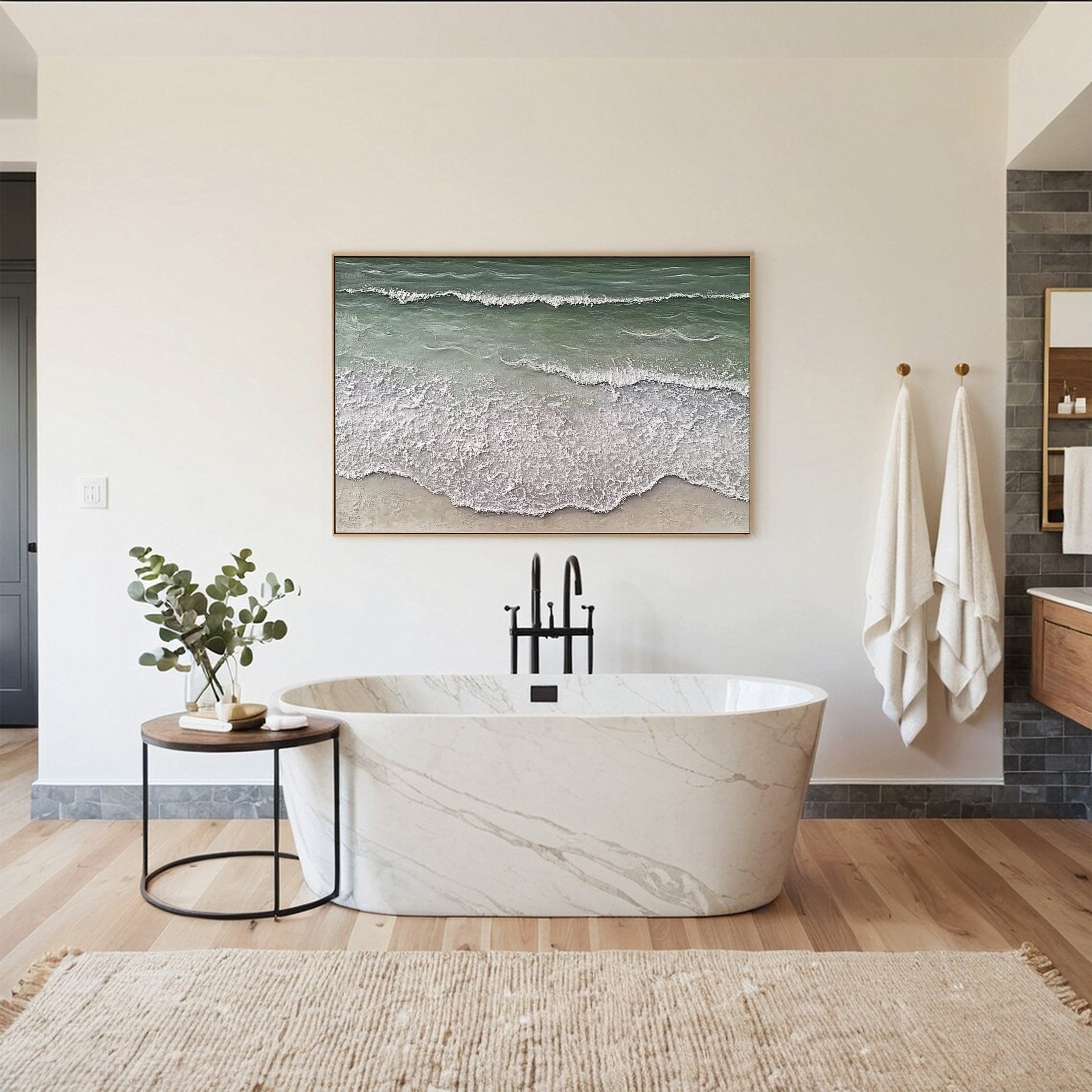 Large Abstract Seascape Canvas Textured Waves for Elegant Interiors #OP 018