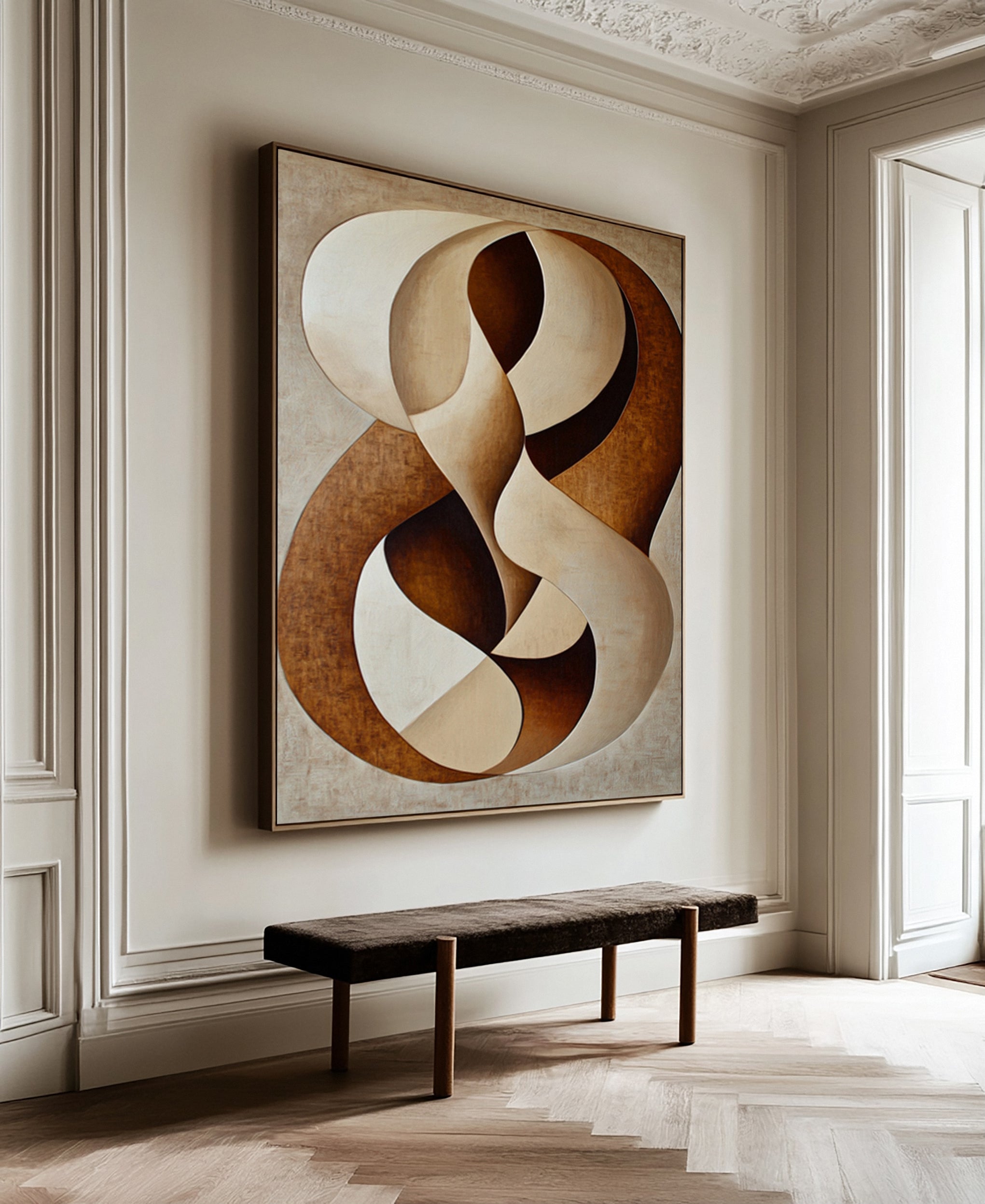 Neutral Flow: Modern Abstract with Interlocking Organic Shape #BGA 295