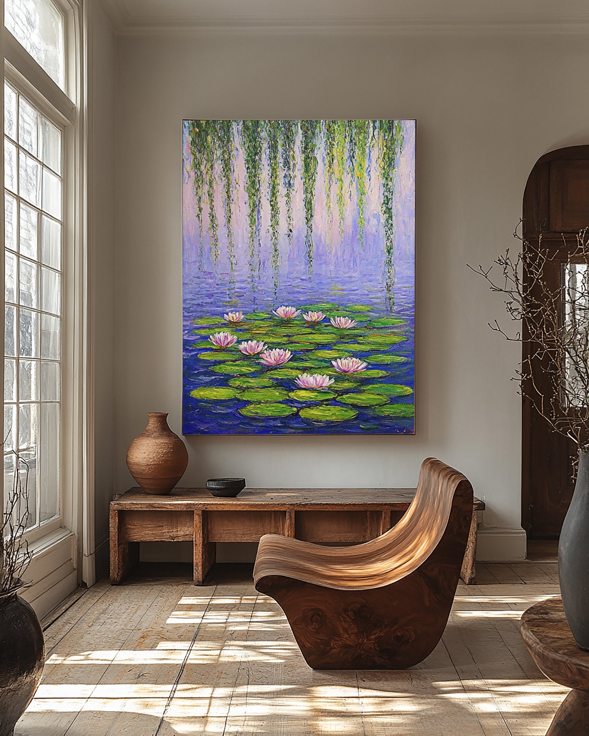 Modern Painting Recalling Monet's Tranquil Water Lily Scenes #BGA 364