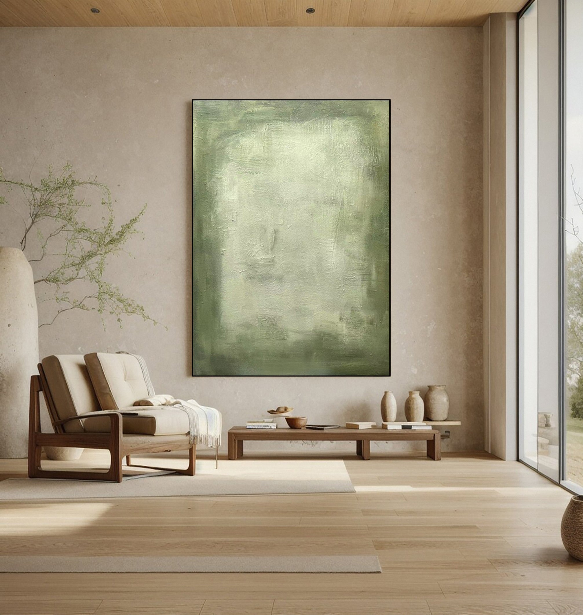 Modern Green Art with Organic Texture and Soft Color Blends #BGA 345