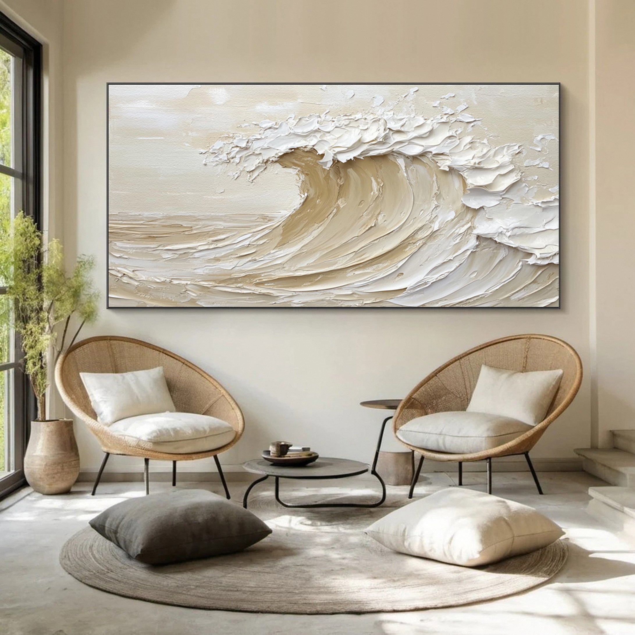 Large Abstract Seascape Canvas Textured Waves for Elegant Interiors #OP 033