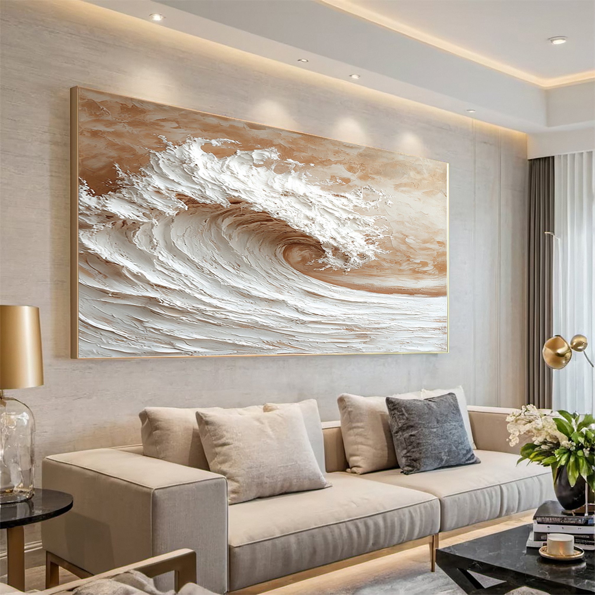 Impasto Ocean Wave Painting Textured Seascape Art #WG 036