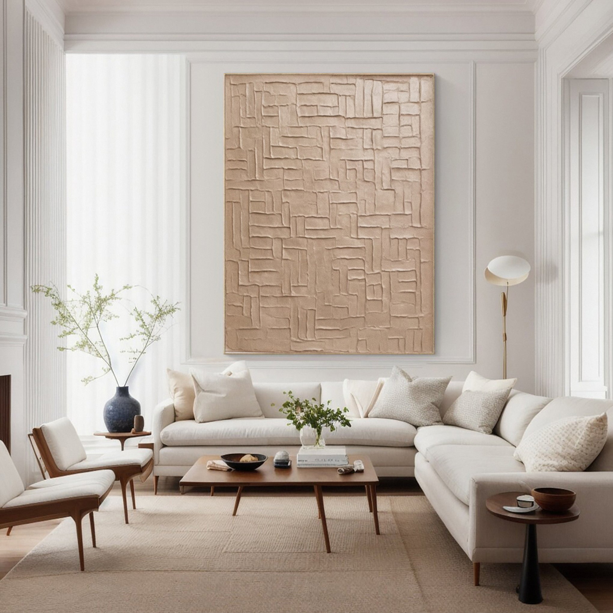 Modern Abstract Canvas with Textured Interlocking Forms #BGA 308