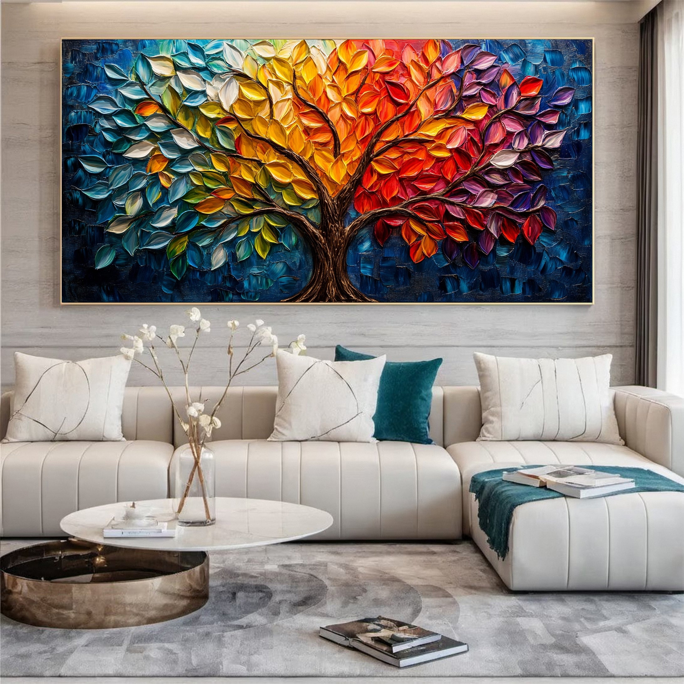 Contemporary Tree Canvas Art Stylish and Colorful Wall Decoration #CAP 045