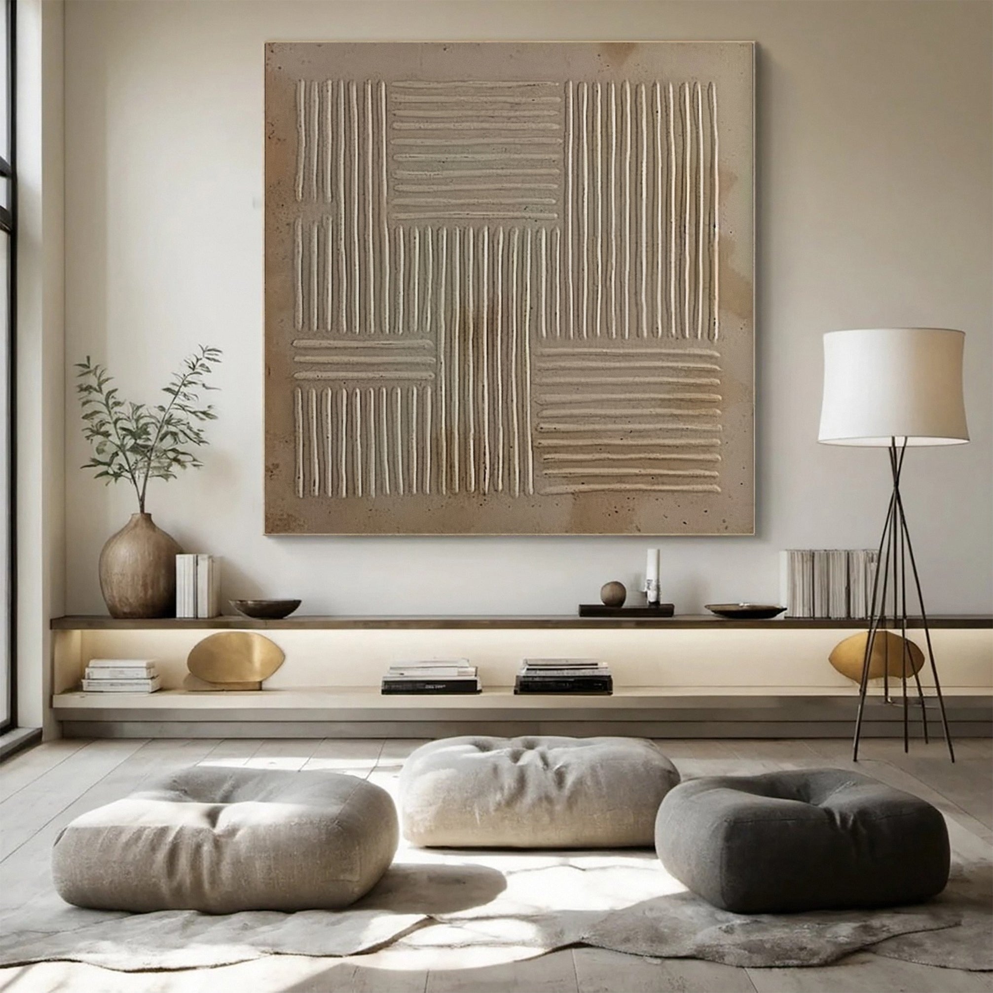 Wabi Sabi Neutral Canvas with Organic Textured Intersections #BGA 309
