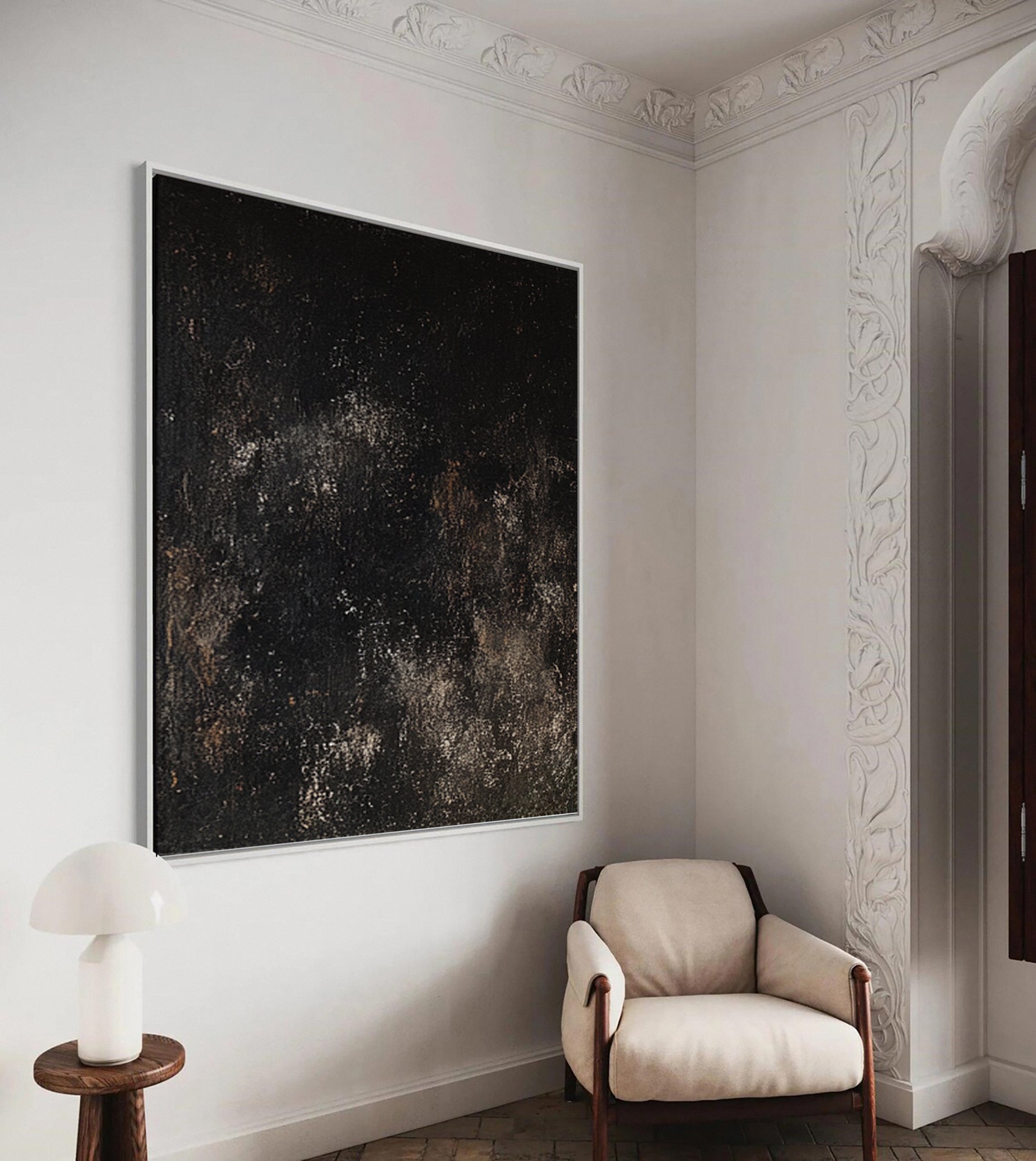 Luxurious Black and Gold Textured Abstract Art Canvas #BM 118