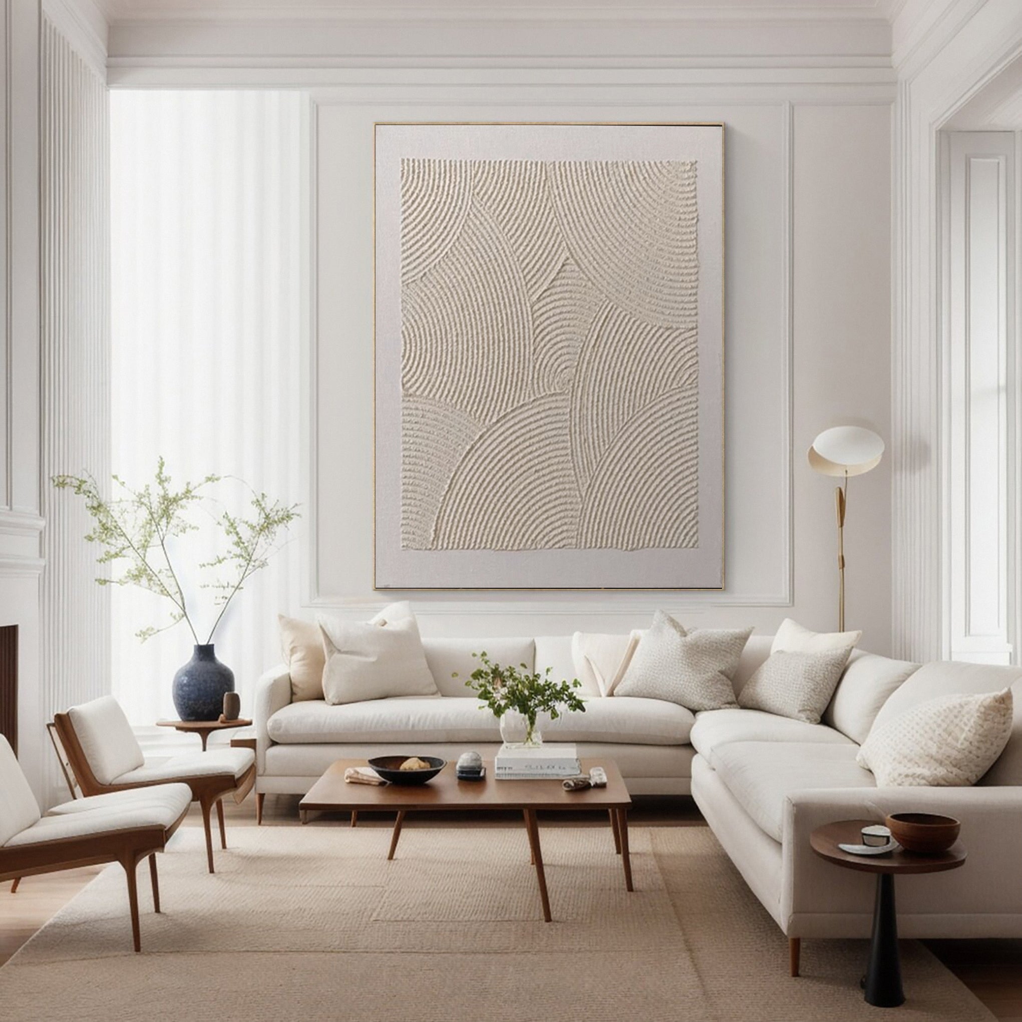 Minimalist Neutral Art with Textured Emanating Curves #BGA 315