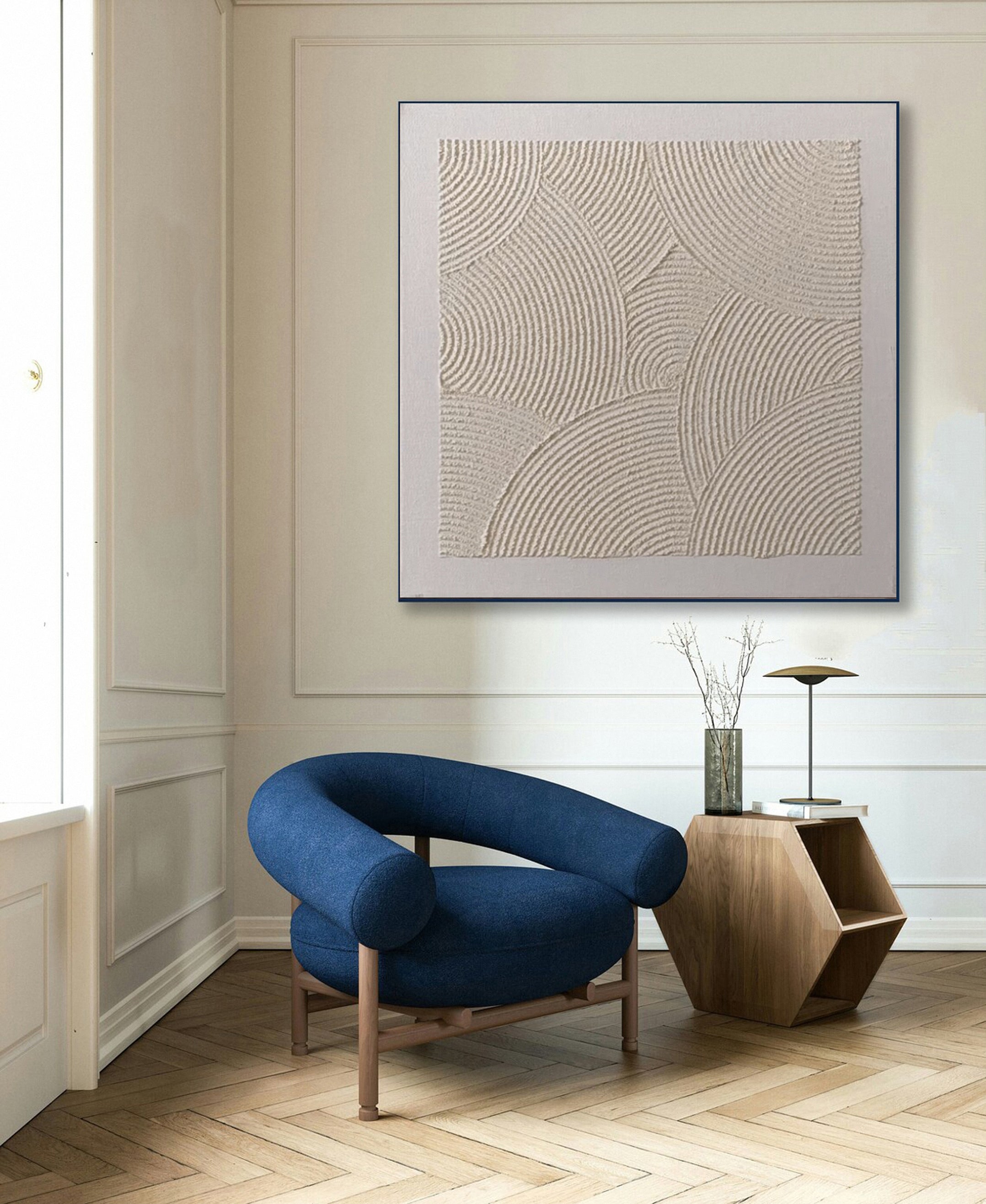 Textured Minimalist Abstract with Overlapping Semicircles #BGA 316