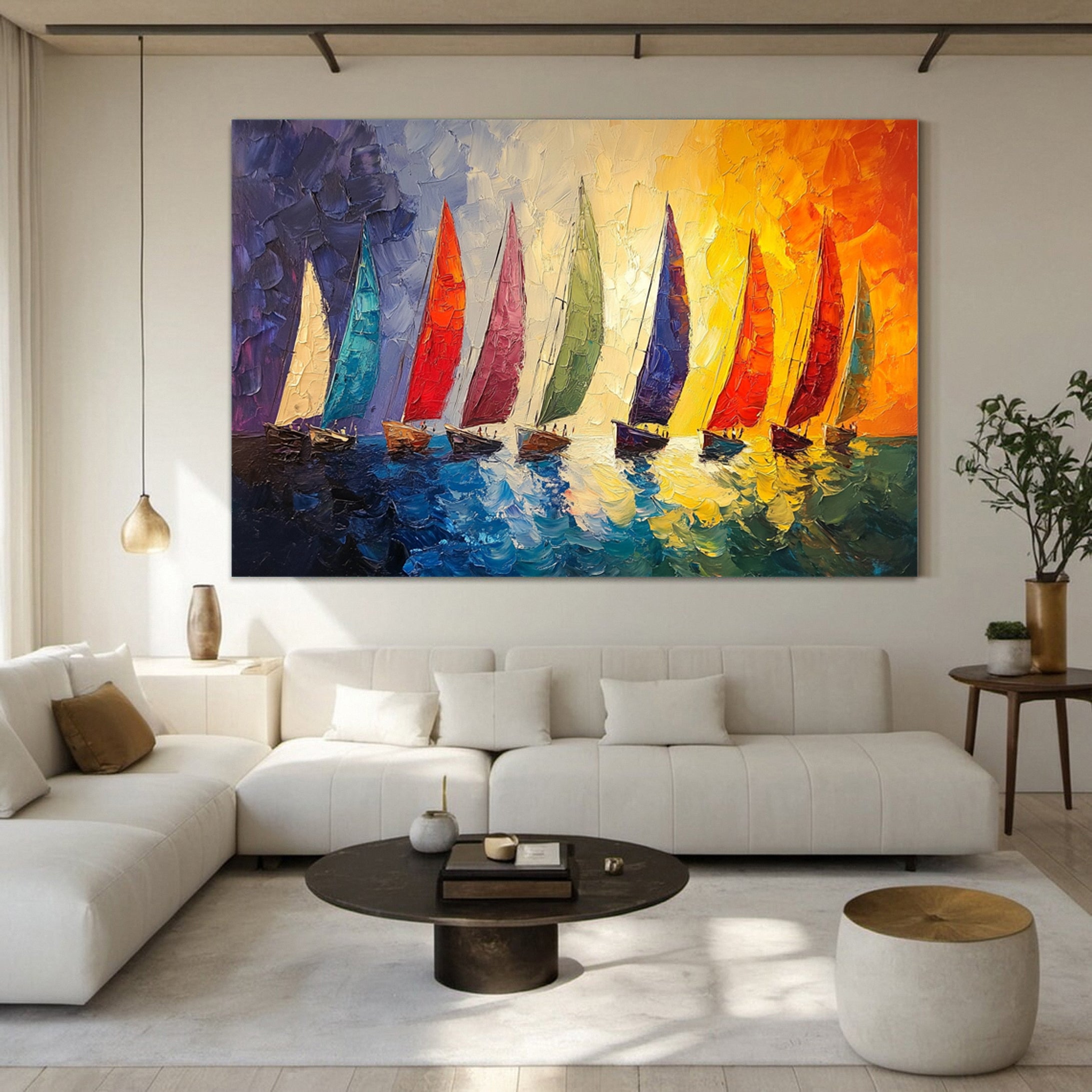 Ocean Odyssey Colorful Sailboats on Canvas #CAP 048