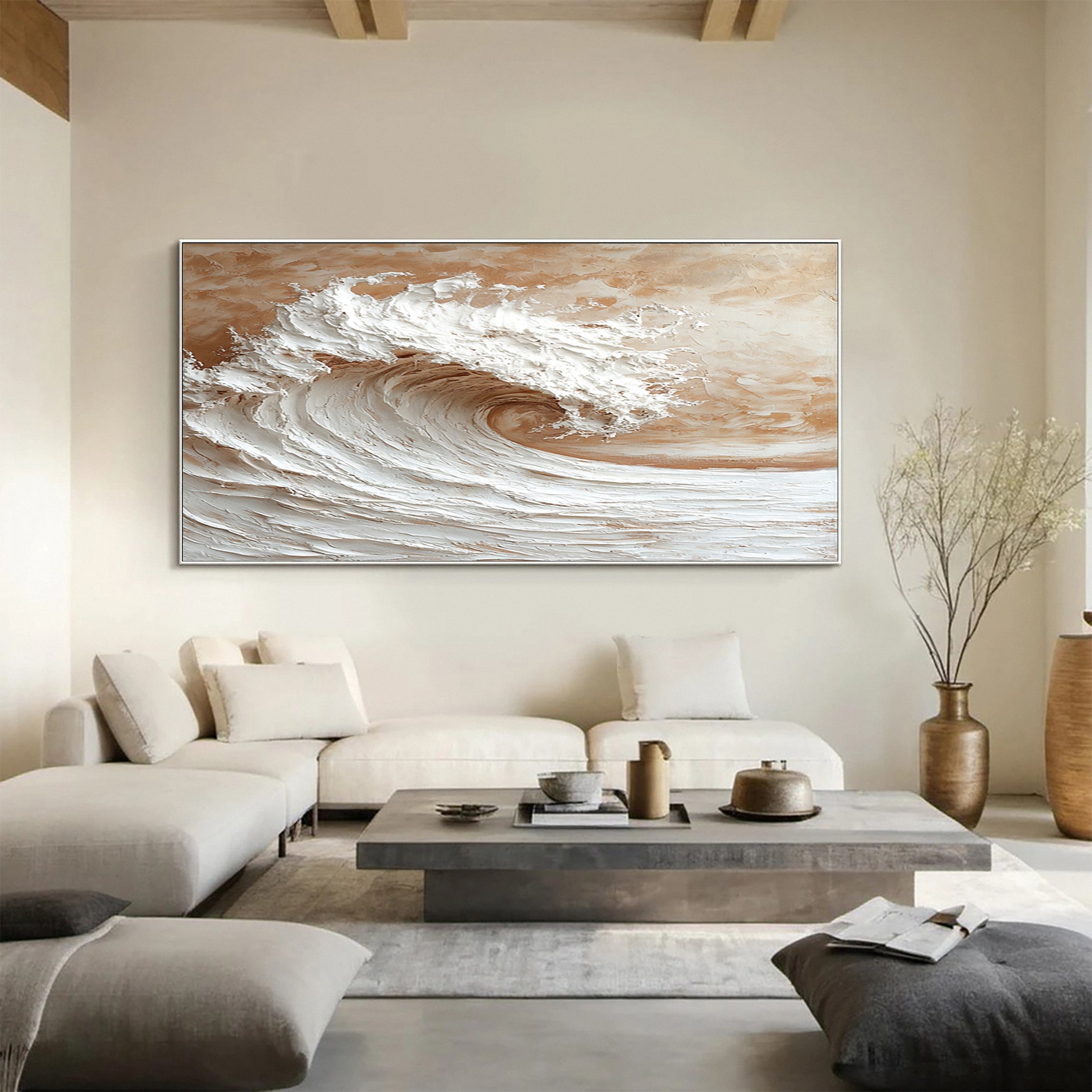 Impasto Ocean Wave Painting Textured Seascape Art #WG 036