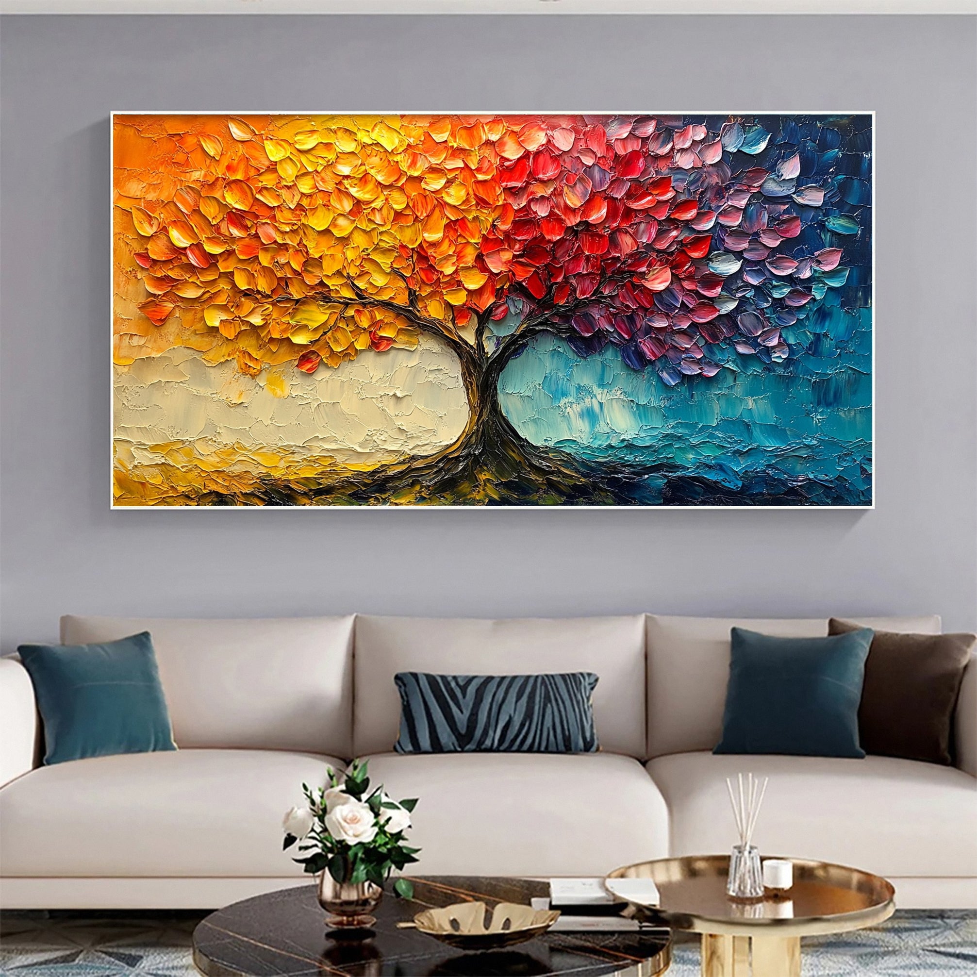 Contemporary Tree Canvas Art Stylish and Colorful Wall Decoration #CAP 044