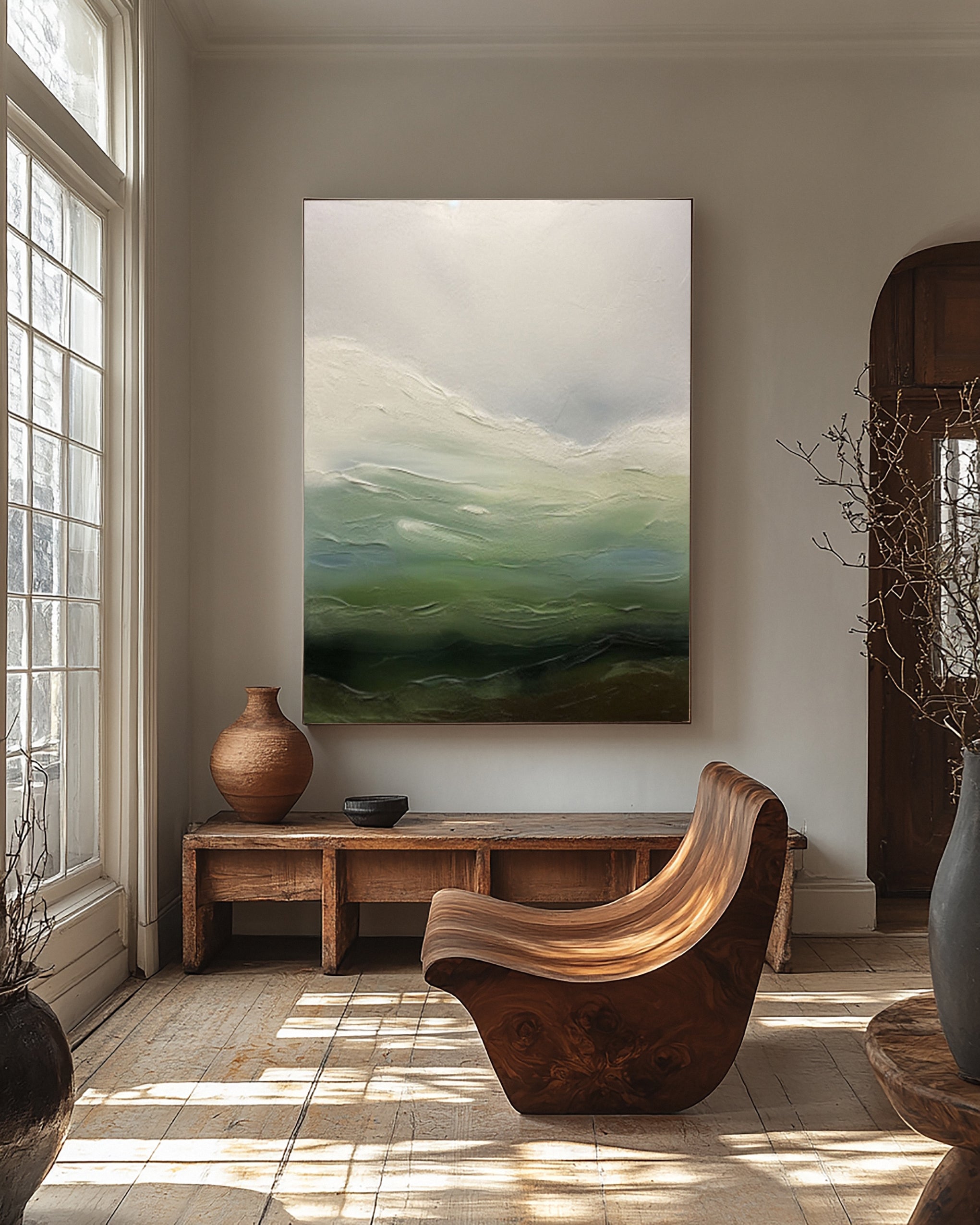 Abstract Landscape with Blended Greens, Blues #BGA 335