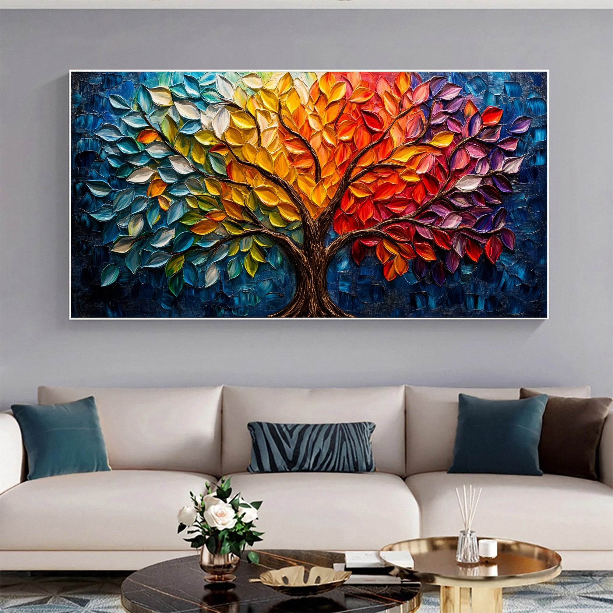 Contemporary Tree Canvas Art Stylish and Colorful Wall Decoration #CAP 045