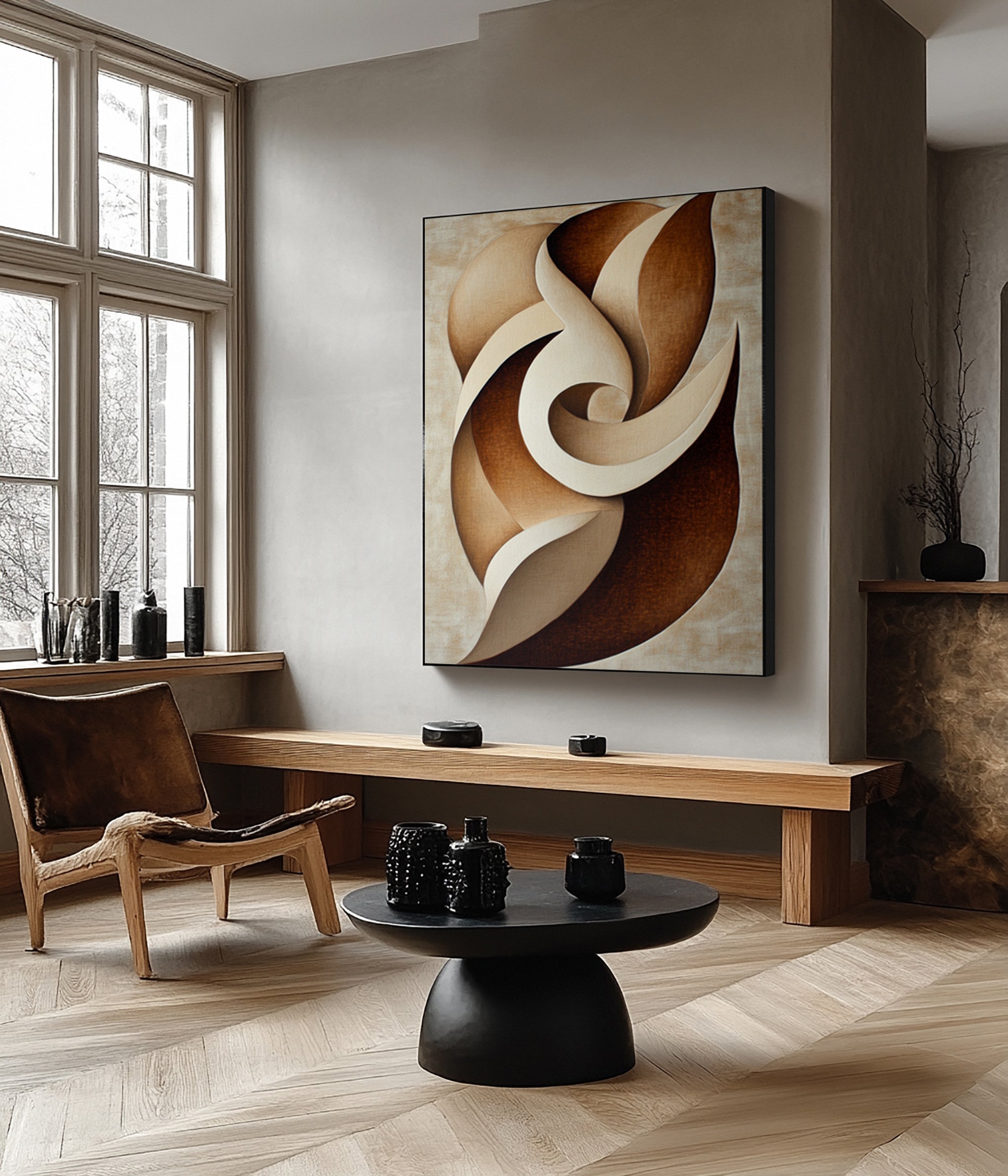 Evolving Form: Modern Abstract with Swirling Organic Layers #BGA 298