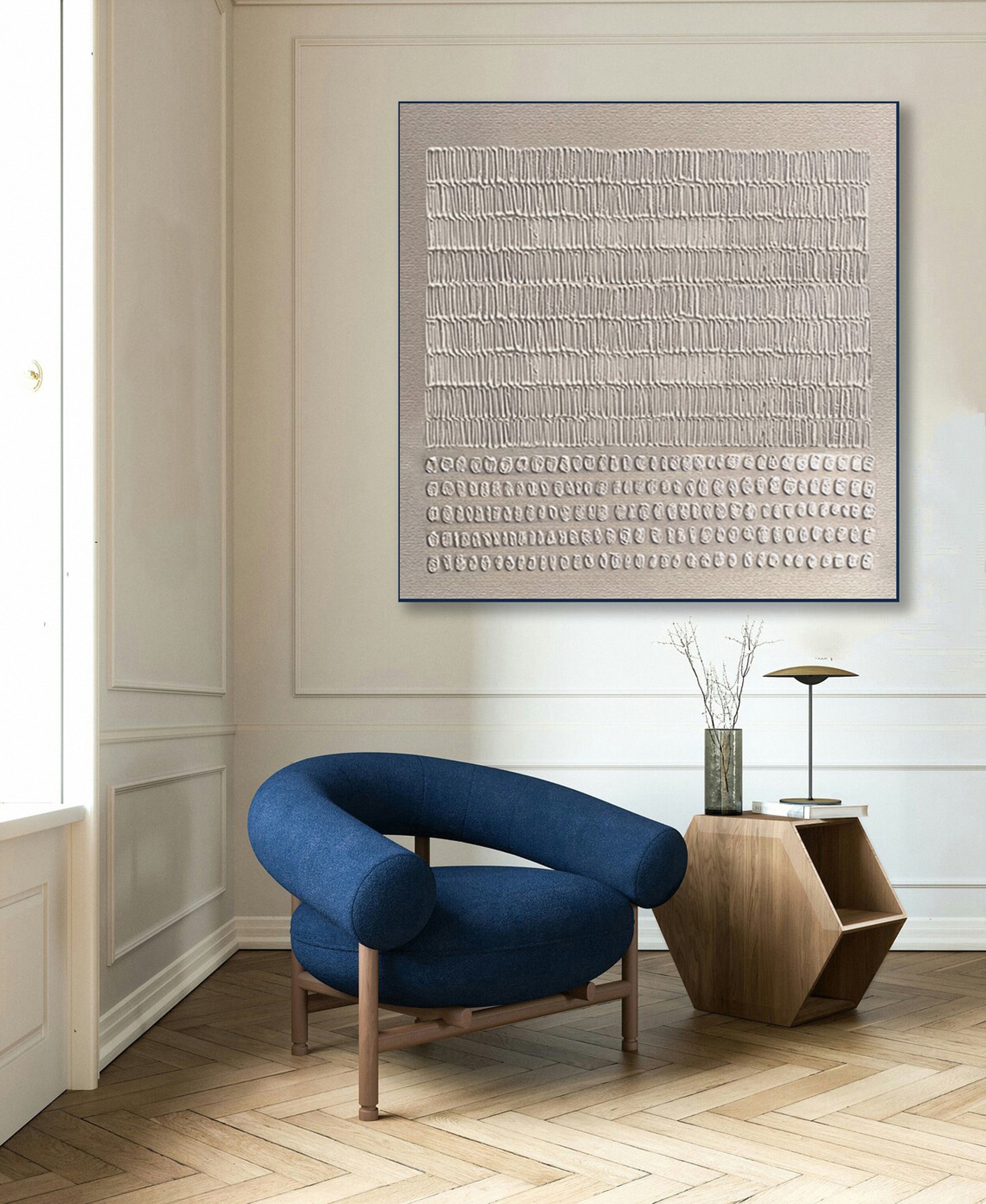 Minimalist Neutral Canvas with Repeated Abstract Symbols #BGA 306