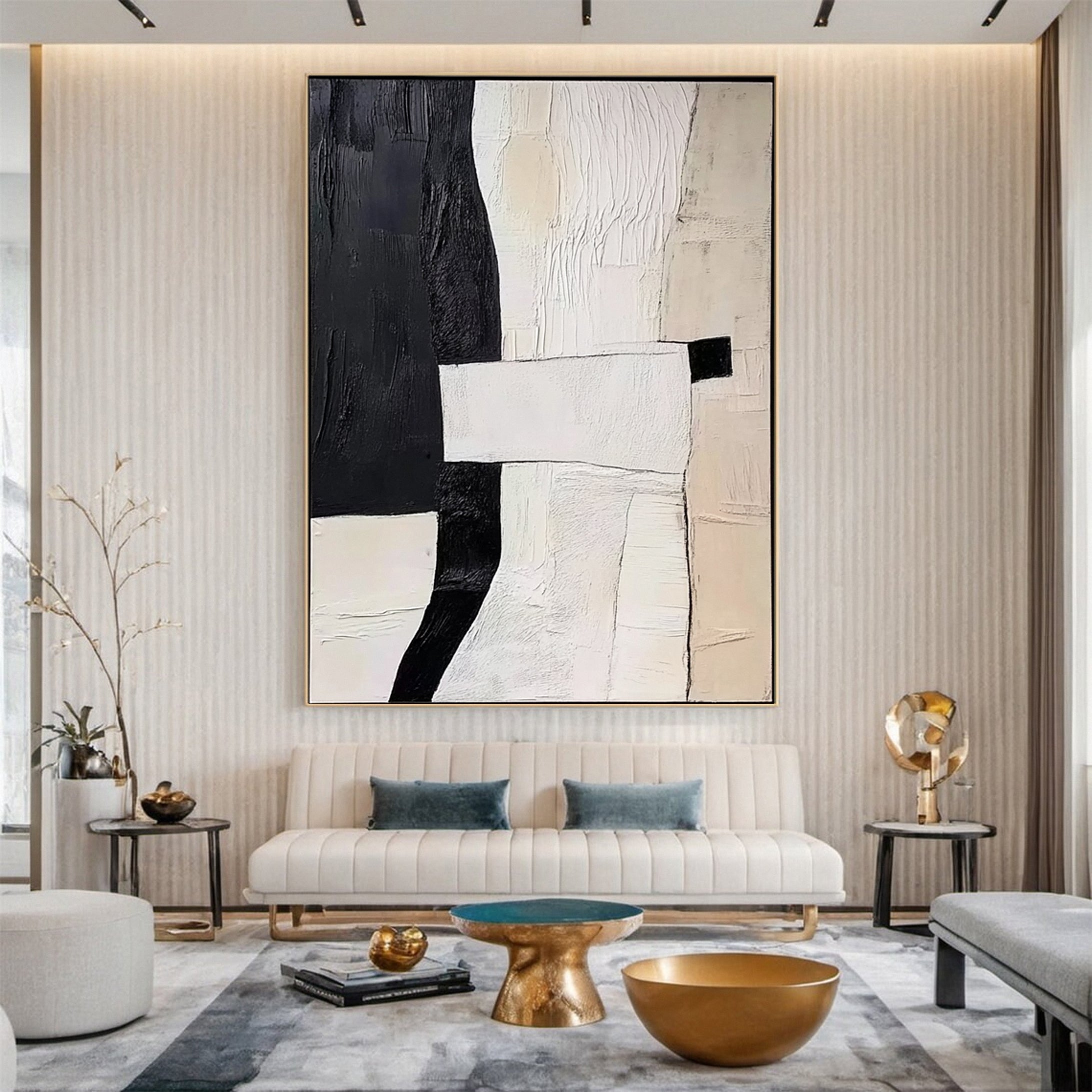 Modern Contrast Black & White Abstract Wall Art #BWA 018