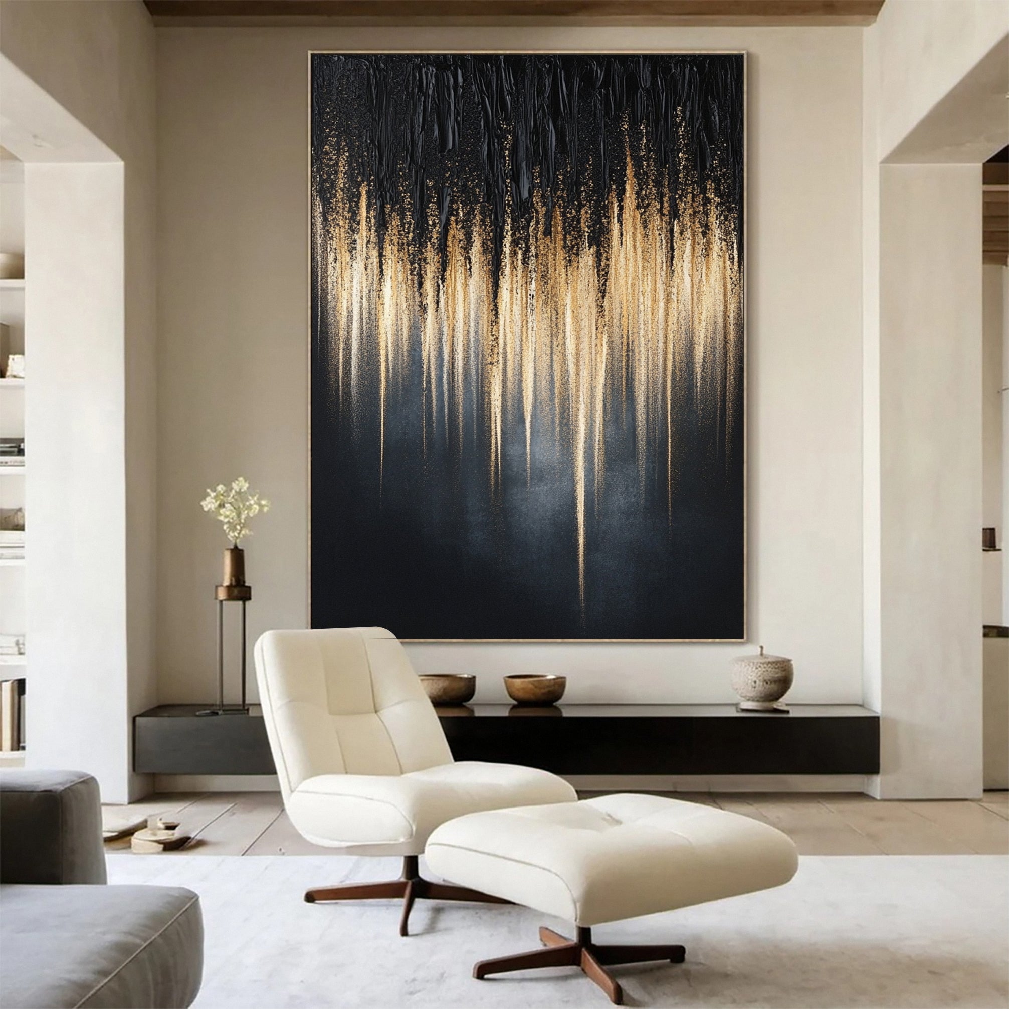 Black Gold Elegance Large Contemporary Wall Decor #BM 134