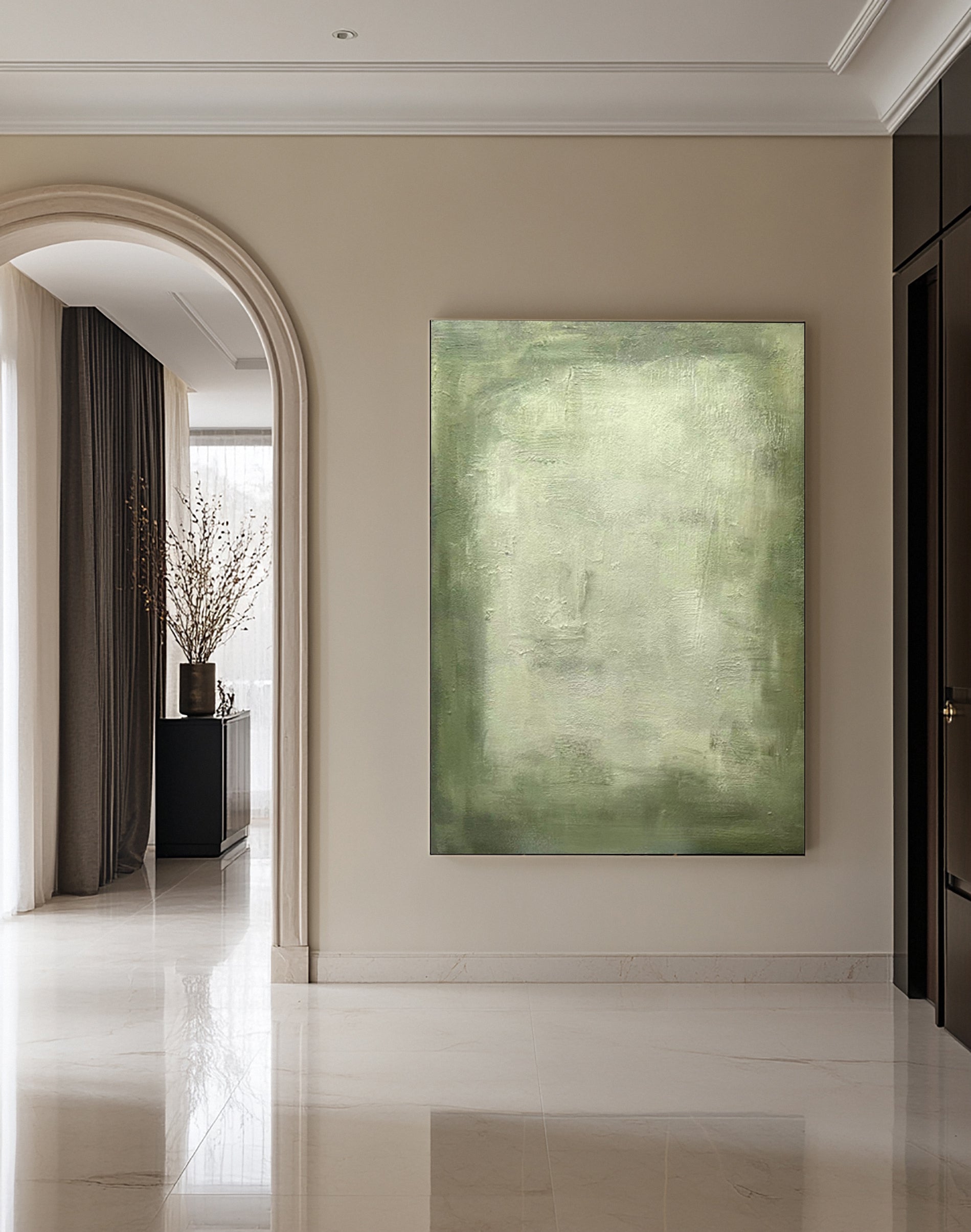 Modern Green Art with Organic Texture and Soft Color Blends #BGA 345
