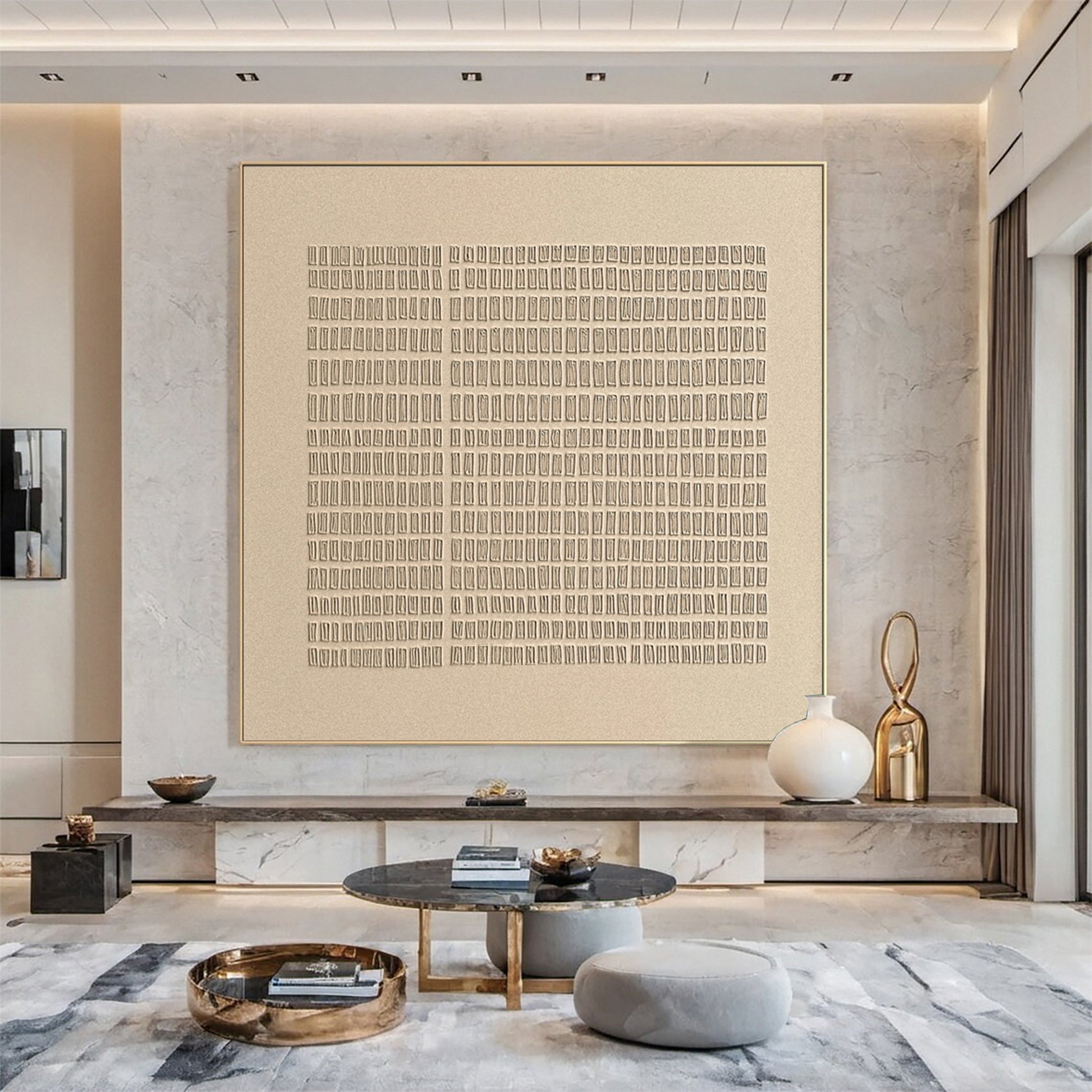 Quiet Harmony Modern Textured Wabi Sabi Canvas #WS 043