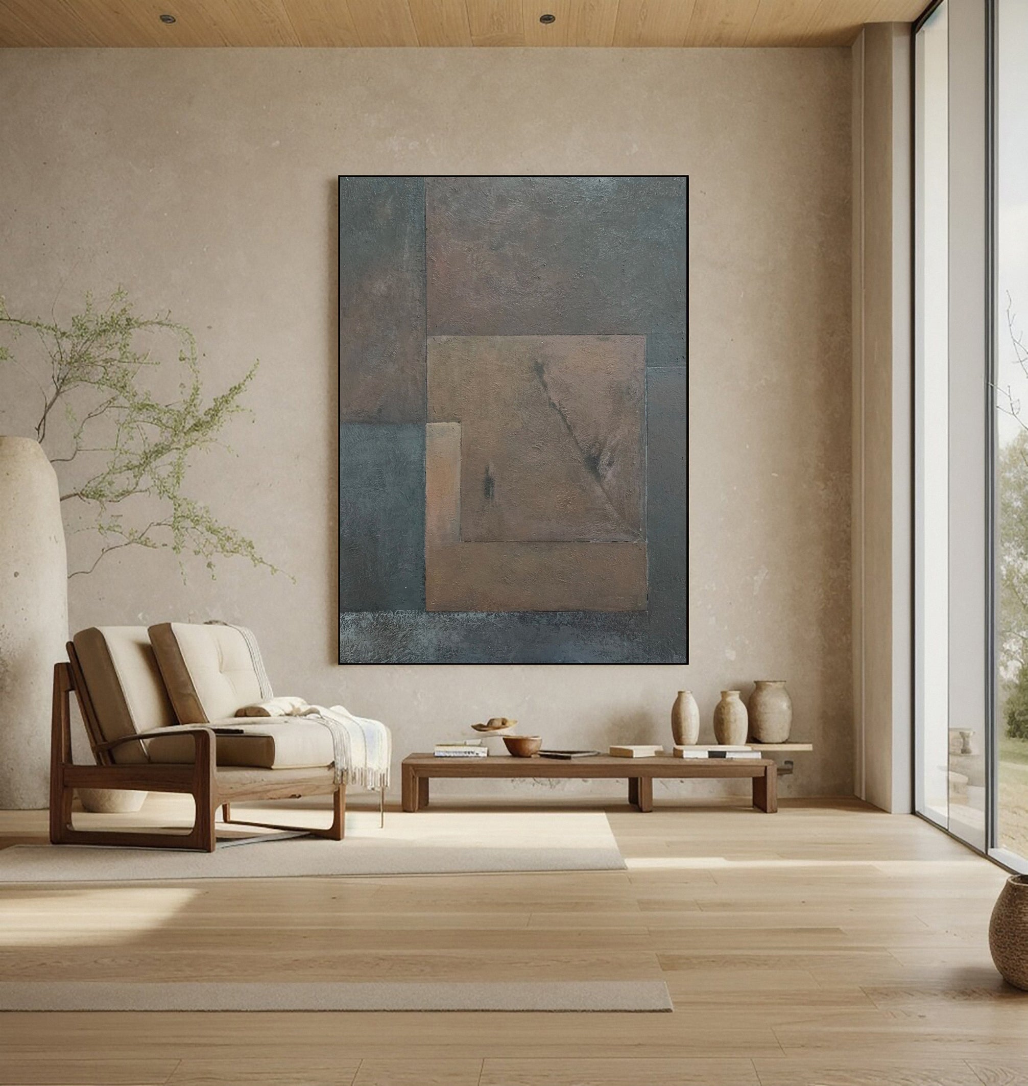 Wabi Sabi Art with Muted Toned Imperfect Geometric Shapes #BGA 314