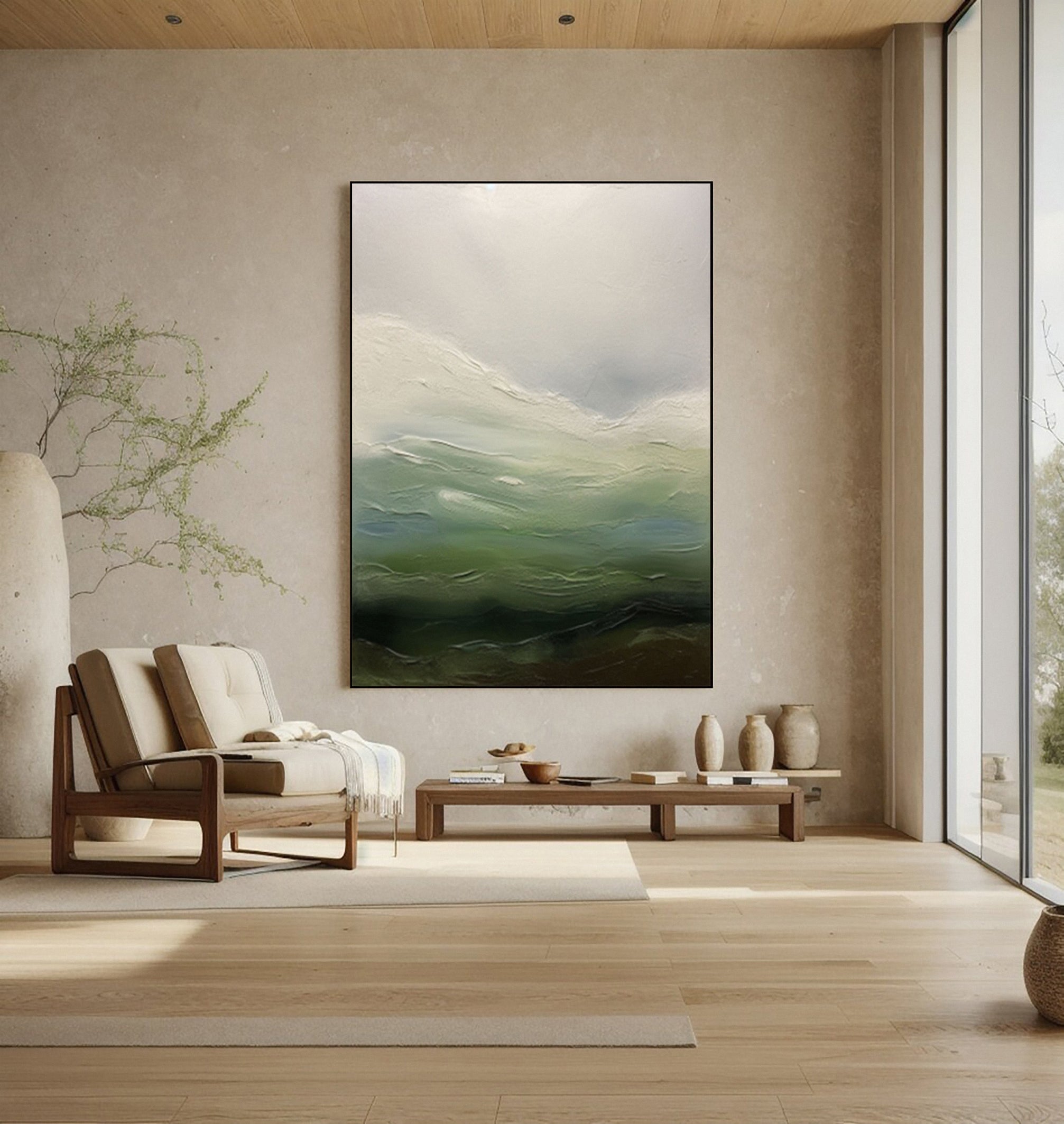 Abstract Landscape with Blended Greens, Blues #BGA 335