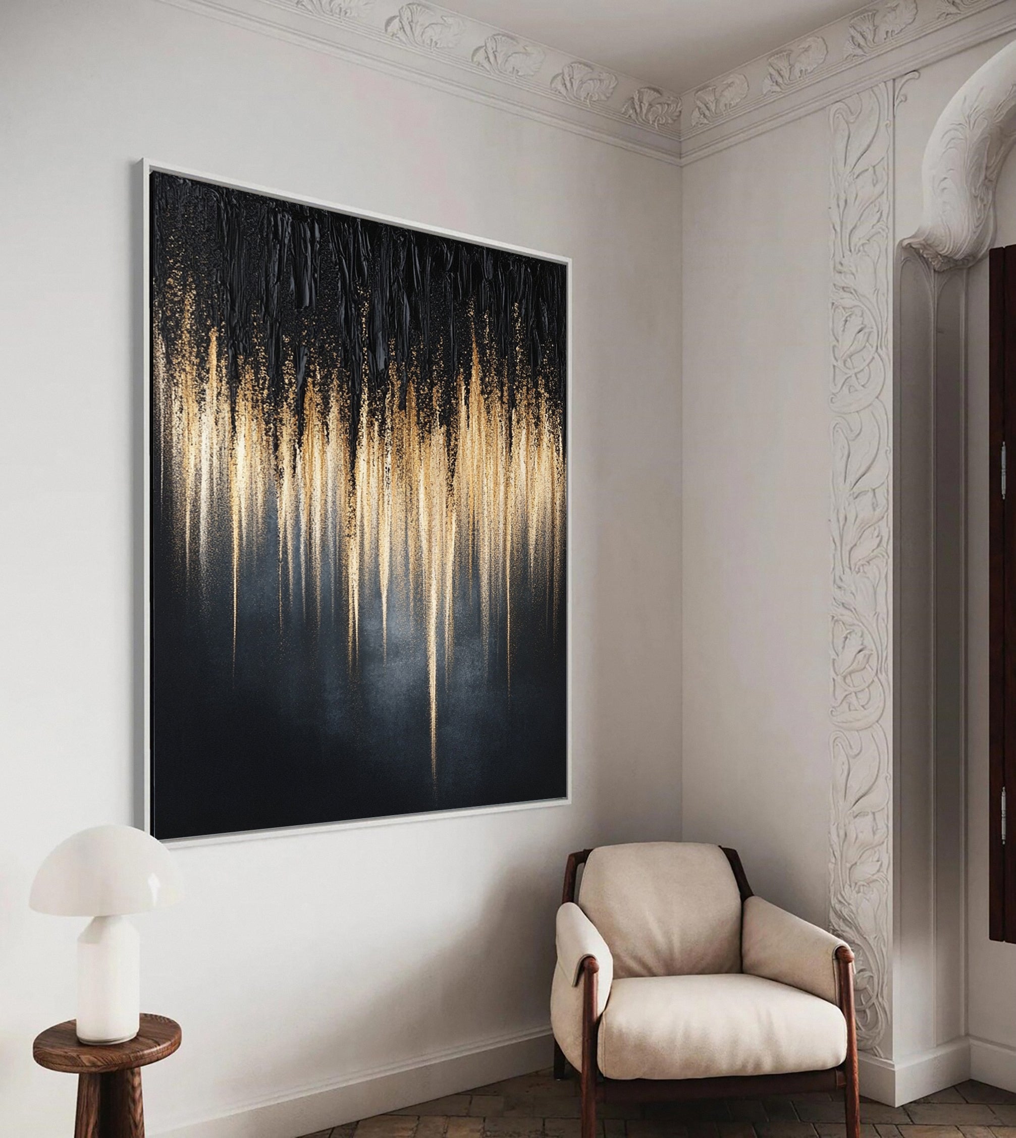 Black Gold Elegance Large Contemporary Wall Decor #BM 134