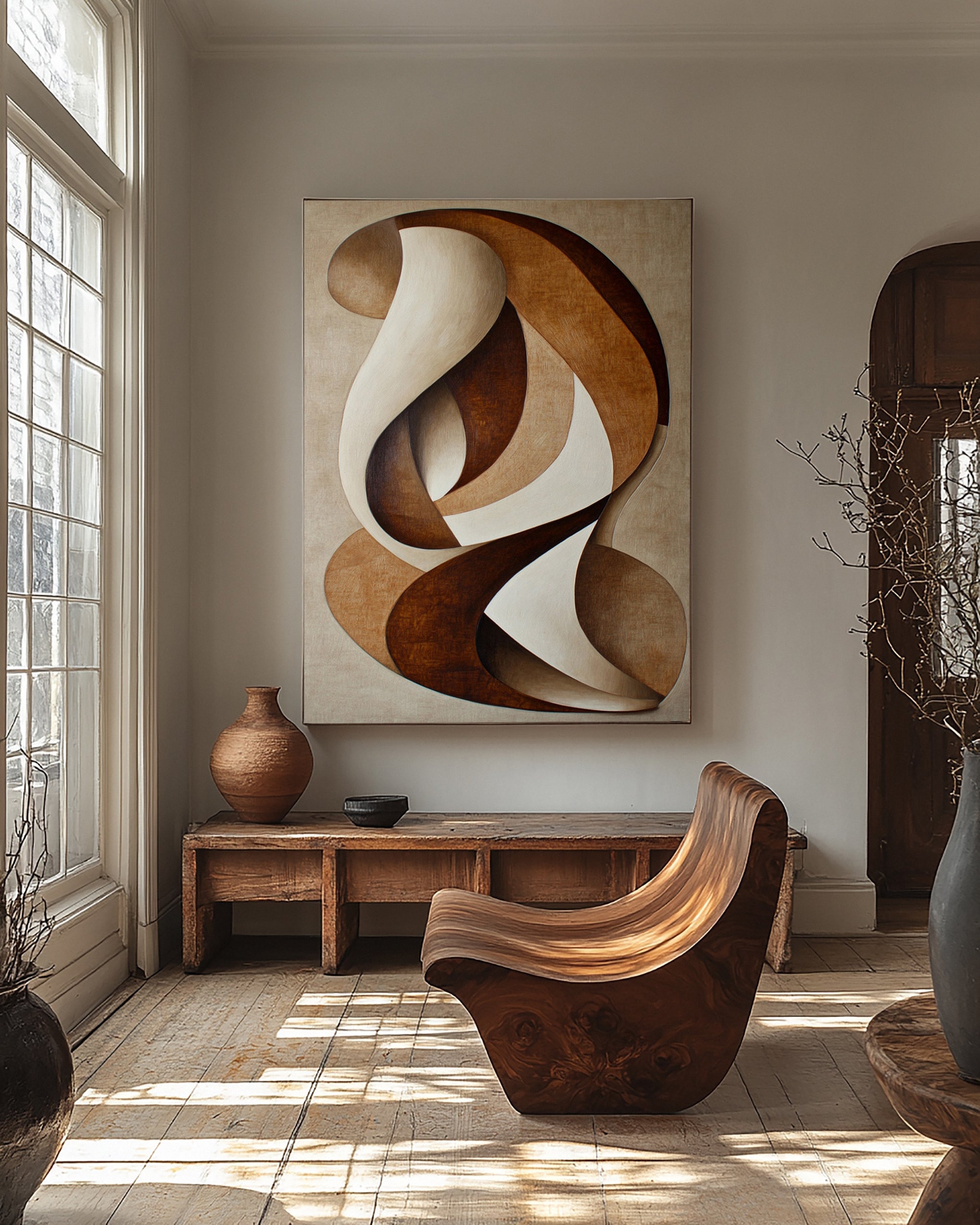 Abstract Dance: Swirling Rhythms in Warm Neutral Hues #BGA 297