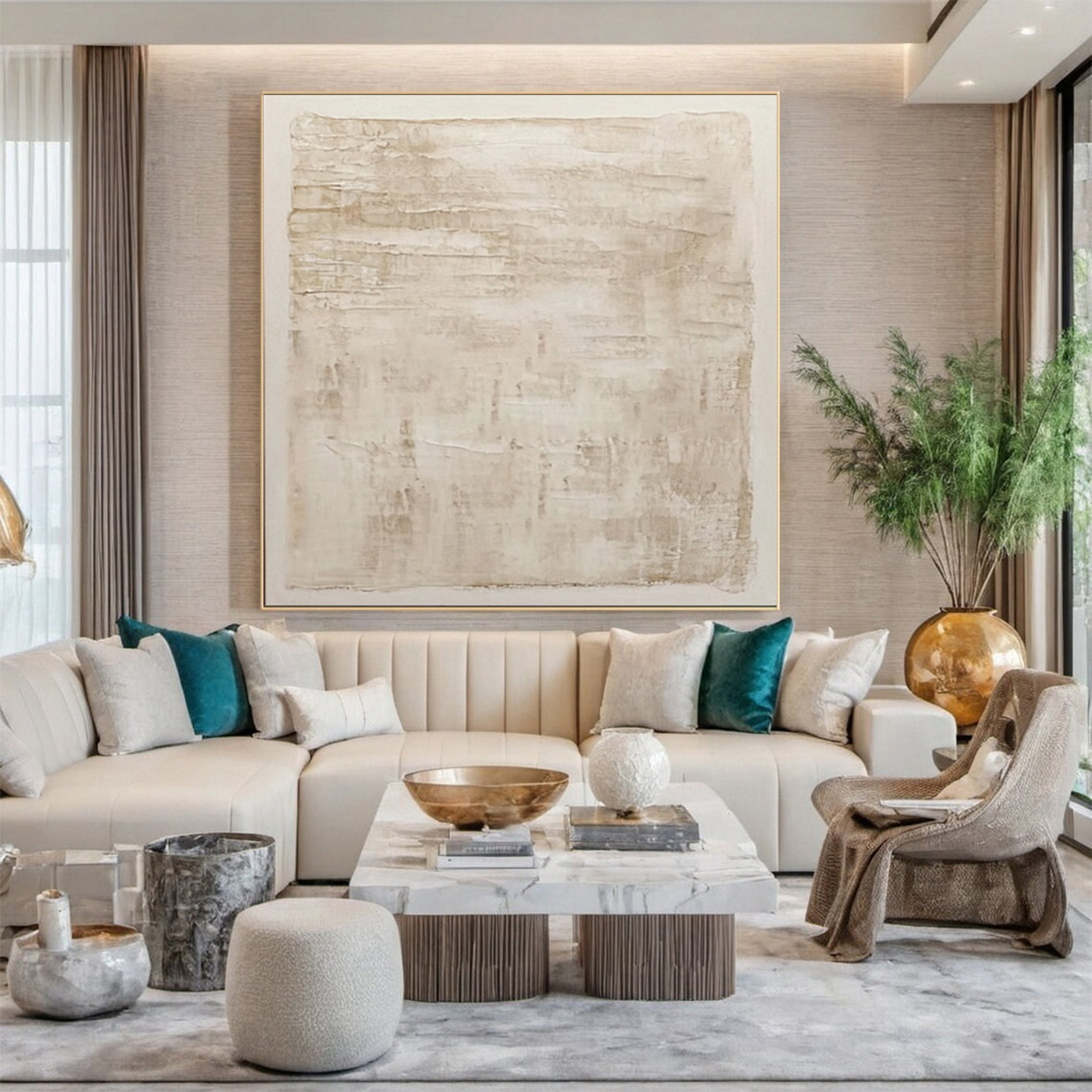 Contemporary Neutral Painting with Organic Horizontal Textures #BGA 318