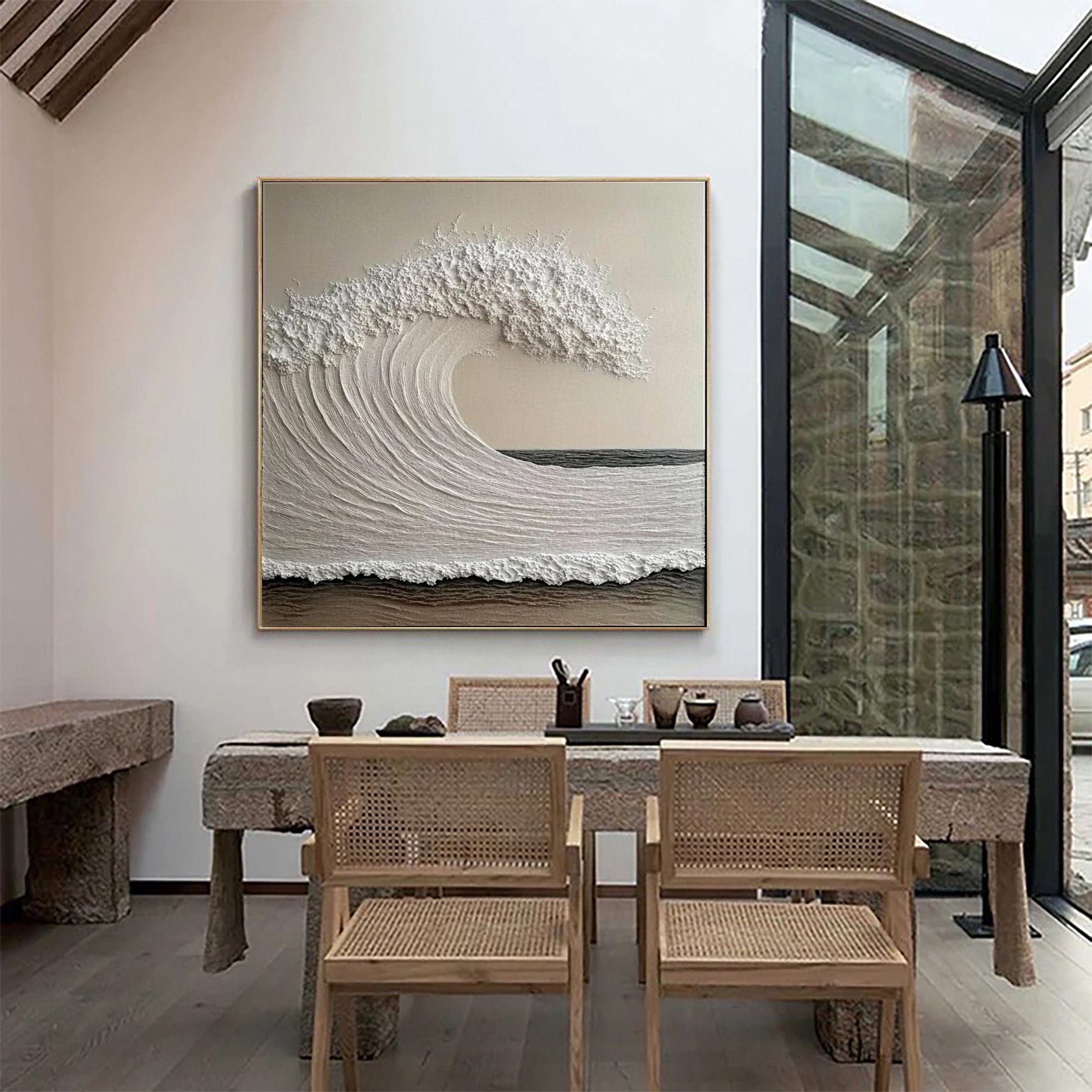 Luxury Ocean Wave Art with 3D Textured Finish for Upscale Homes #OP 035